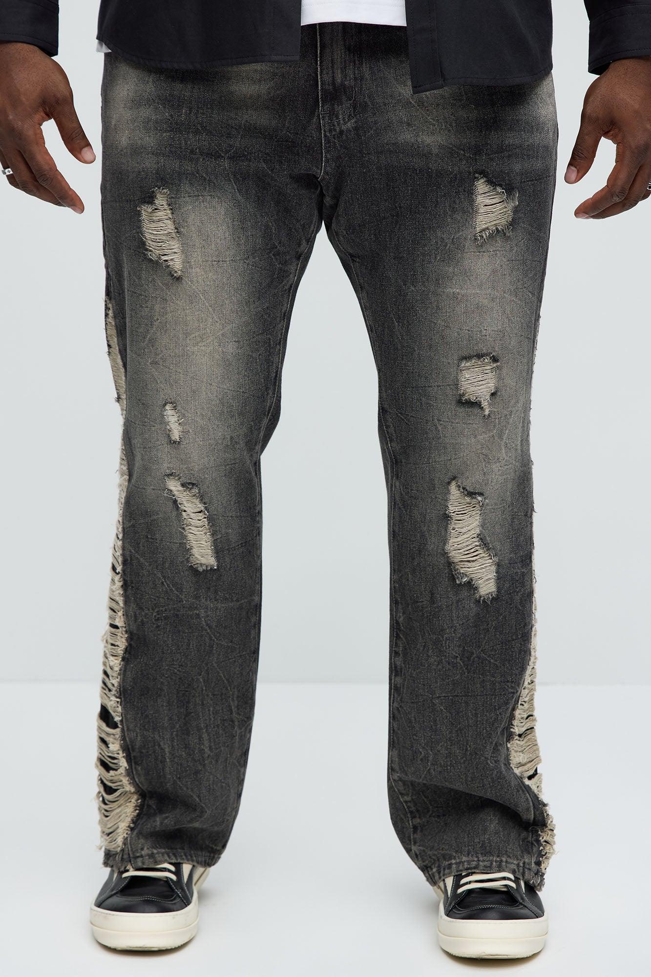 Back In The Valley Distressed Stacked Slim Flare Jeans - Black Wash Product Image