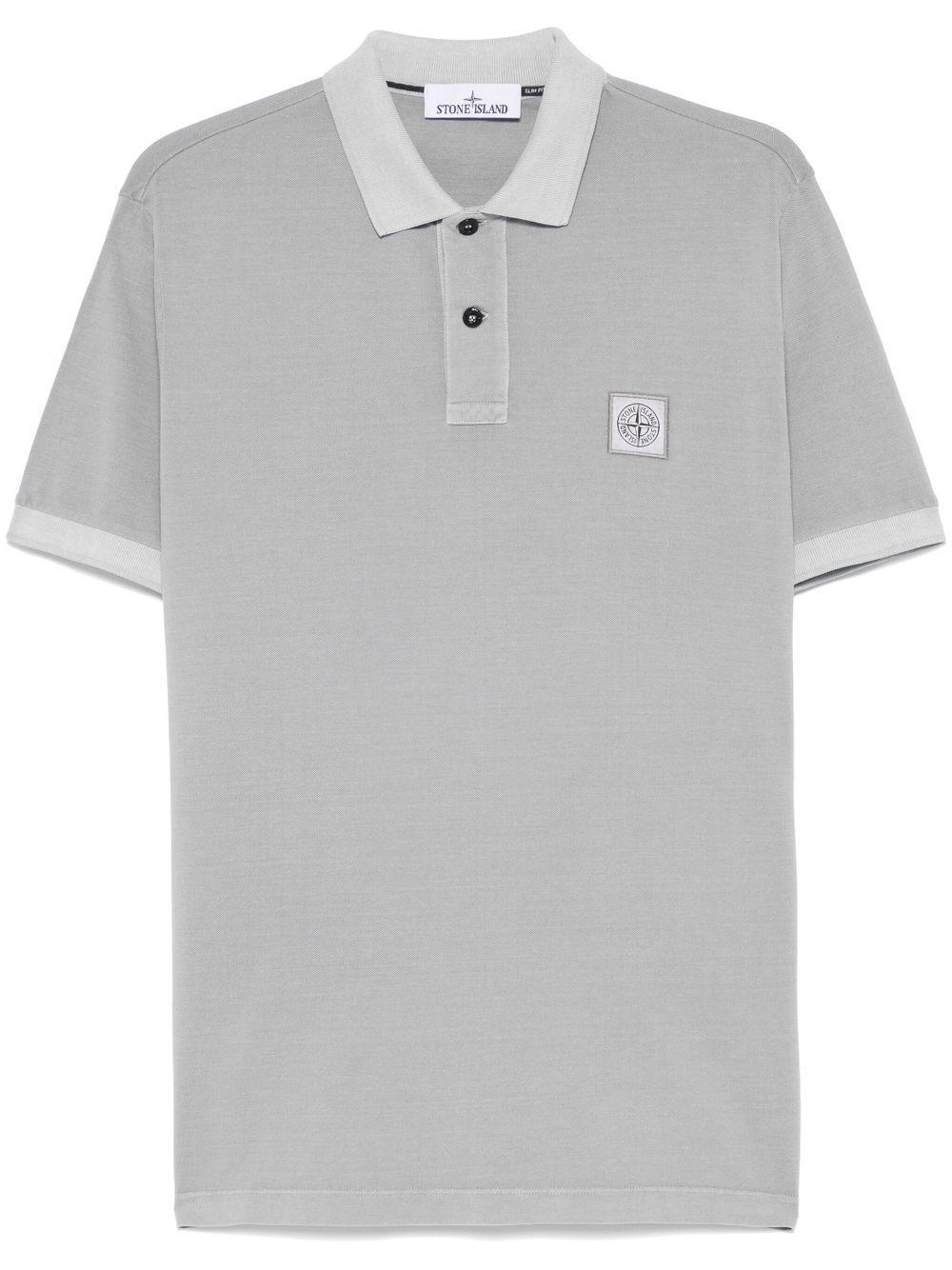 STONE ISLAND Compass-patch Polo Shirt In Grey Product Image