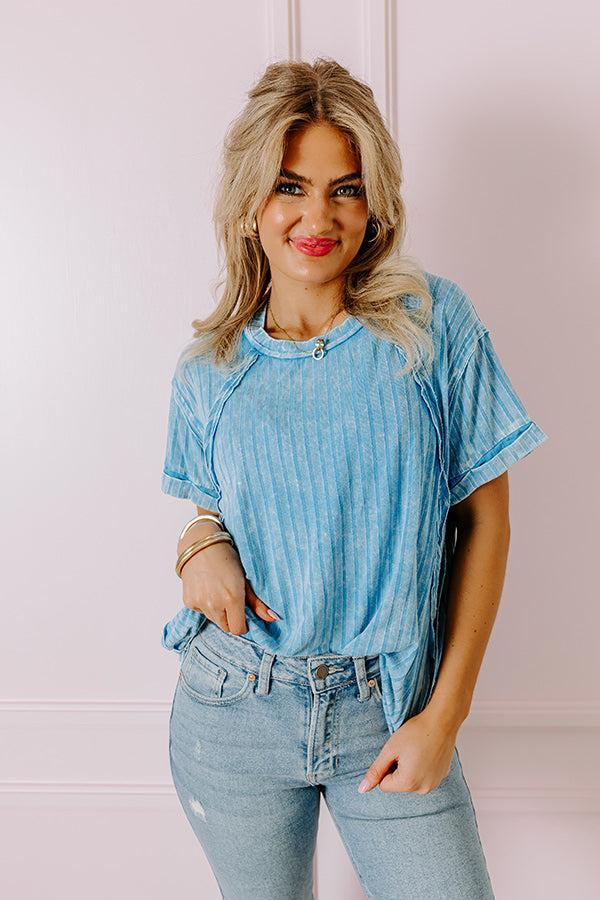 Back To Basics Mineral Wash Shift Top in Ocean Blue Product Image