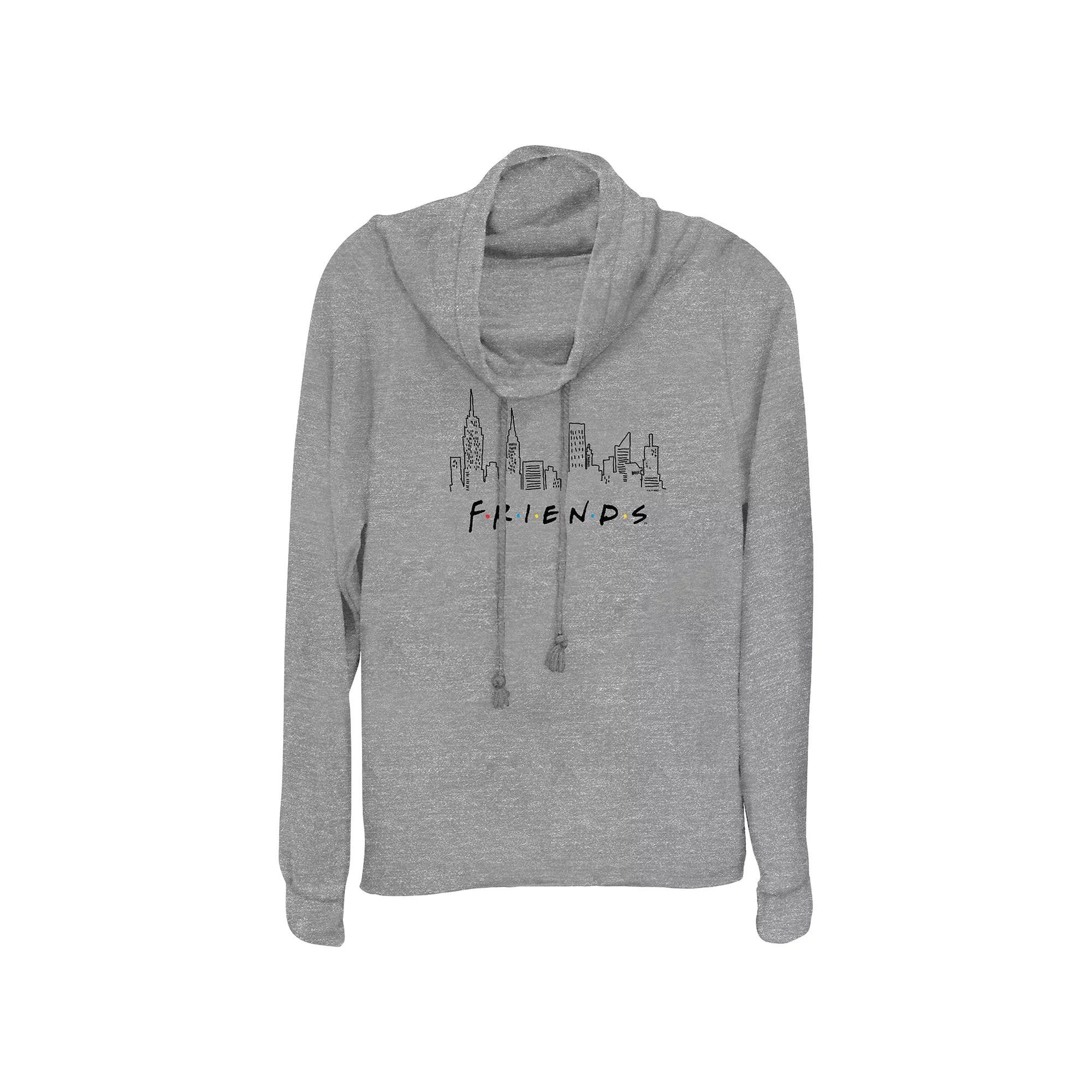 Women's Friends New York City Lines Cowlneck Graphic Lightweight Long Sleeve, Girl's, Size: XS, Gray Grey Product Image