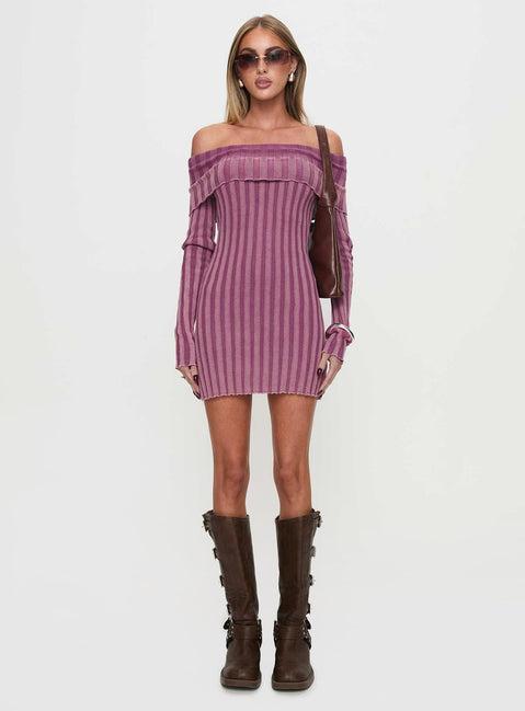 Kalesie Long Sleeve Rib Mini Dress Pink Product Image