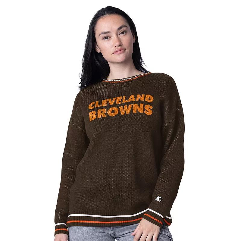 Women's Starter Black Pittsburgh Steelers Ladies On the Ball Intarsia Pullover Sweater, Size: Medium Product Image