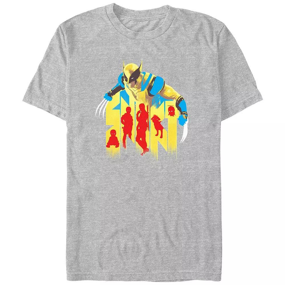 Men's Marvel Deadpool And Wolverine Multi Deadpool Graphic Tee, Size: Large, Athletic Grey Product Image