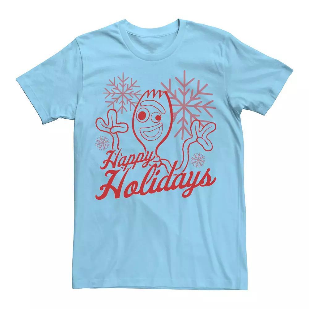 Disney / Pixar's Toy Story Forky Men's Christmas Happy Holidays Tee, Size: Medium, Light Blue Product Image
