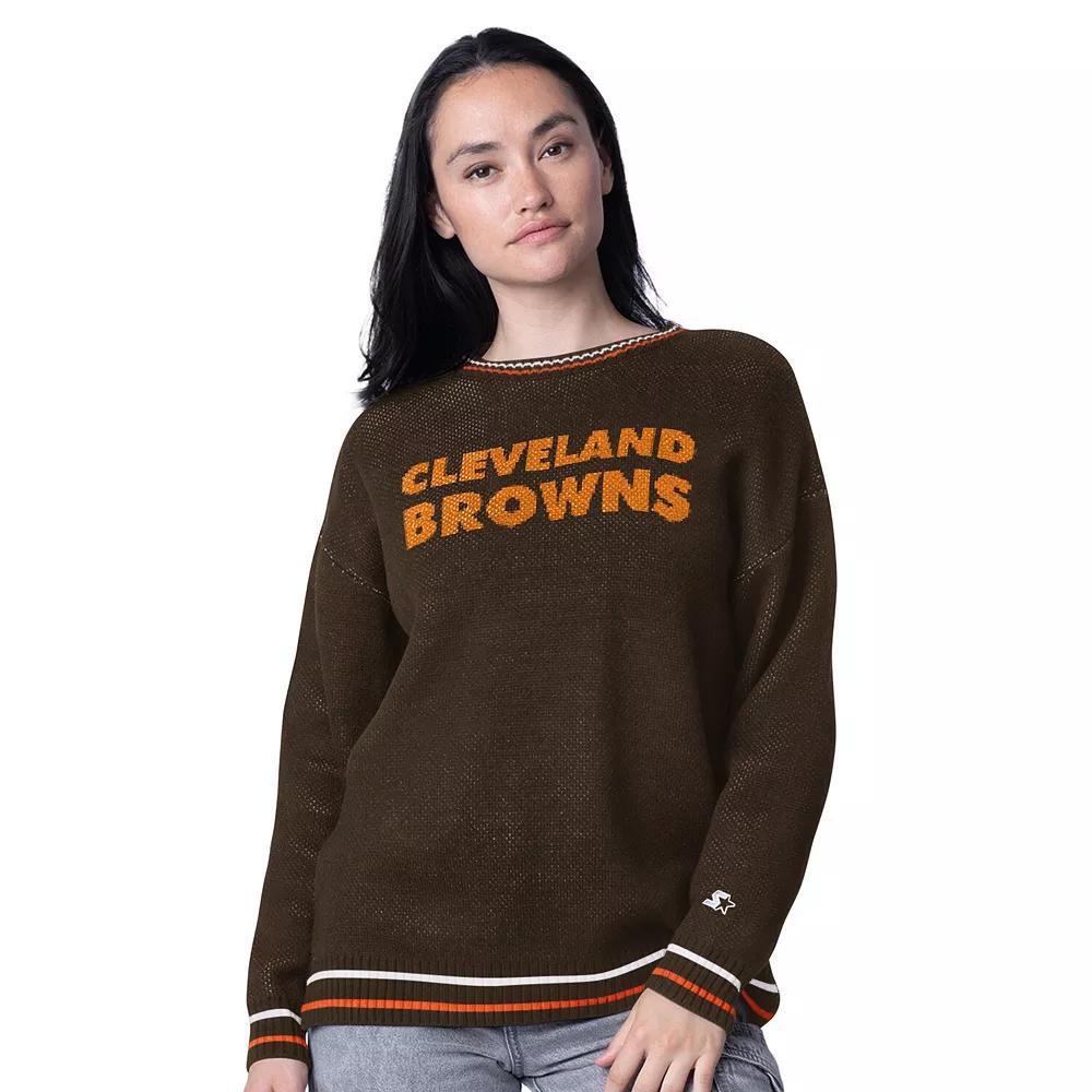 Women's Starter Black Pittsburgh Steelers Ladies On the Ball Intarsia Pullover Sweater, Size: Medium Product Image