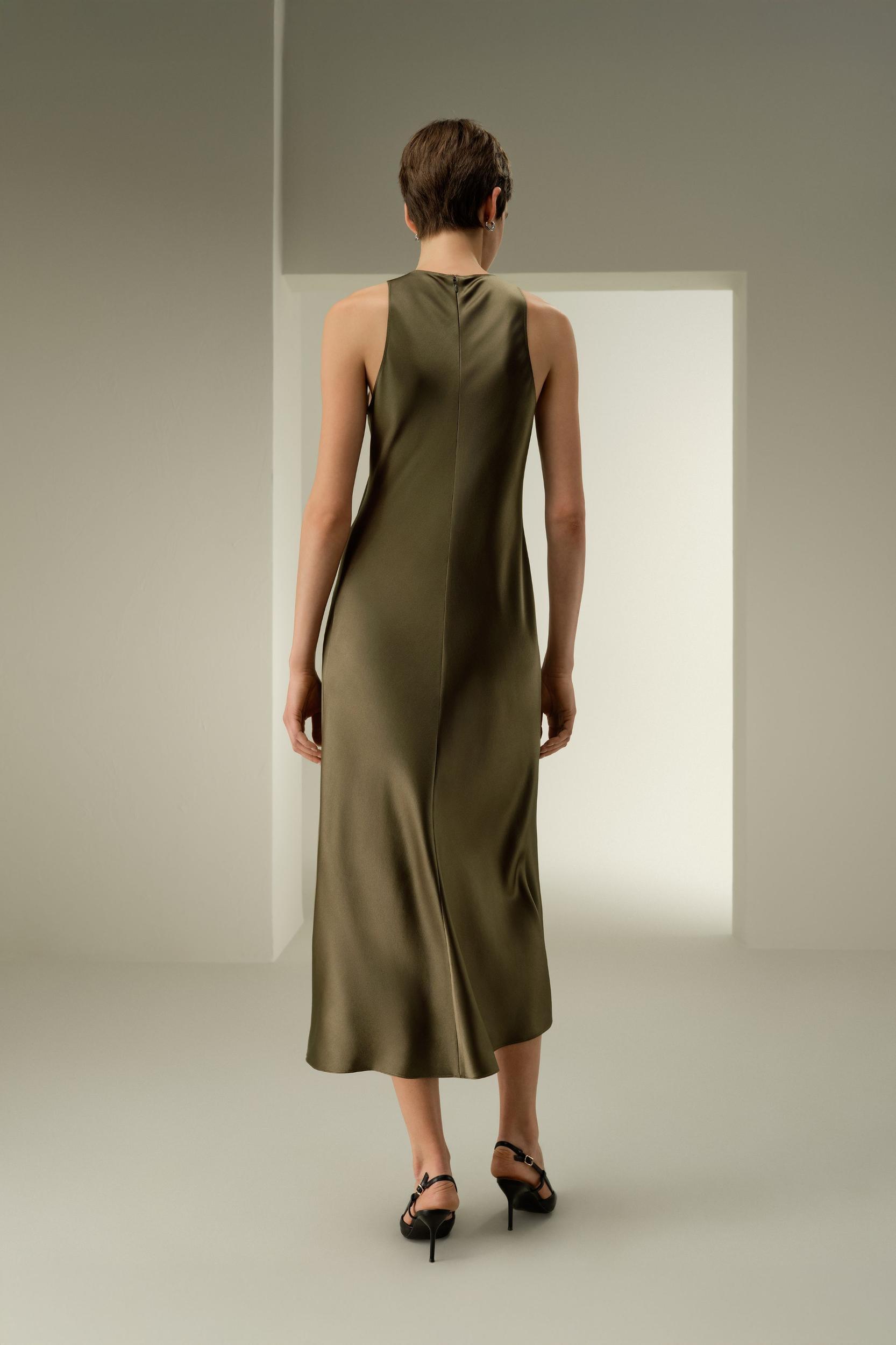 Sleek Sleeveless Silk Maxi Dress Product Image