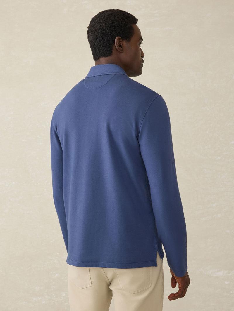 Long-Sleeve Field Knit Polo - Blue Nights Product Image