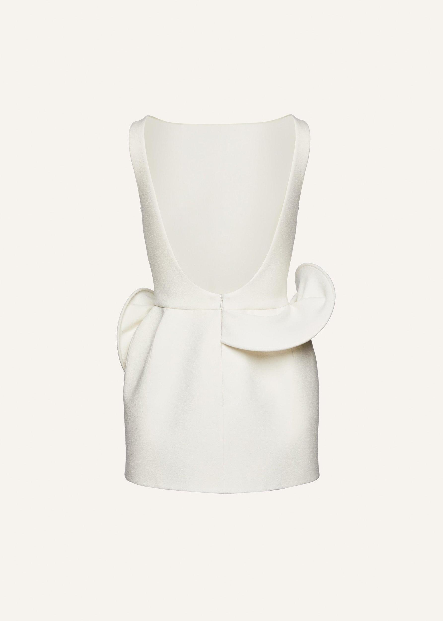 Floral appliqué sheath dress in cream Product Image