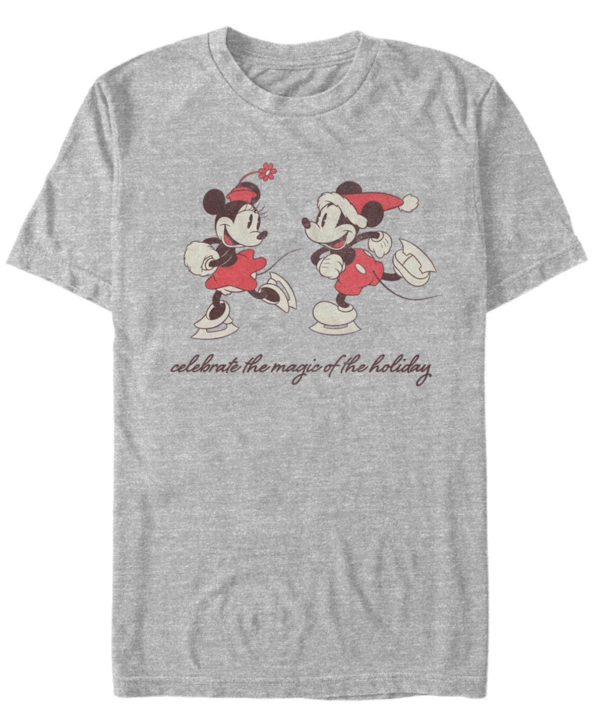 Disney's Mickey And Minnie The Magic Of The Holiday Christmas Men's Tee, Size: Large, Athletic Grey Product Image