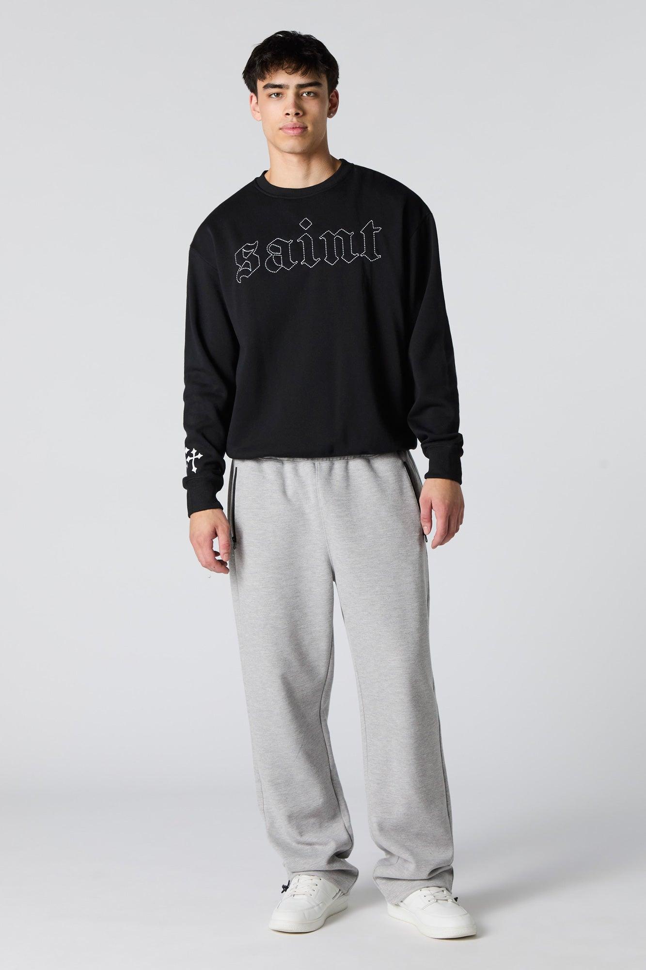 Embroidered Fleece Sweatshirt Male Product Image
