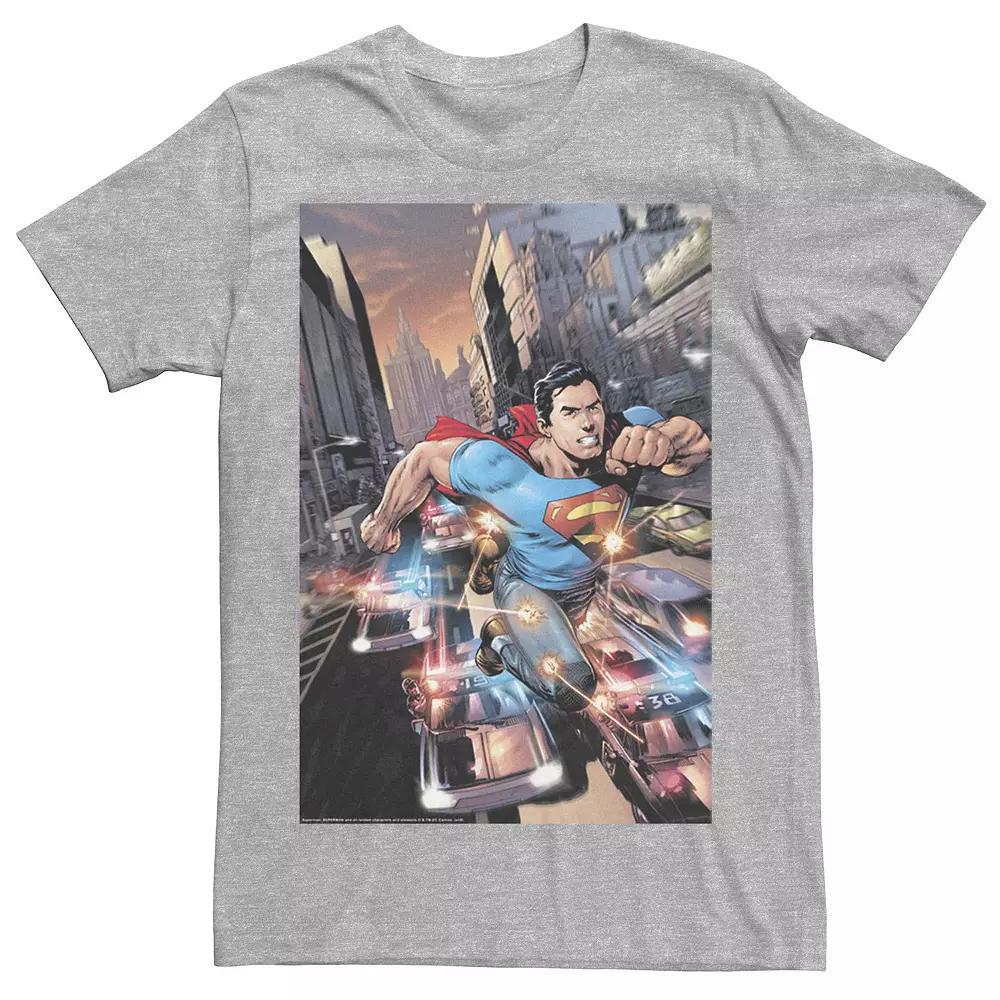 Men's DC Comics Superman Flashing Lights Poster Tee, Size: Medium, Royal Grey Product Image