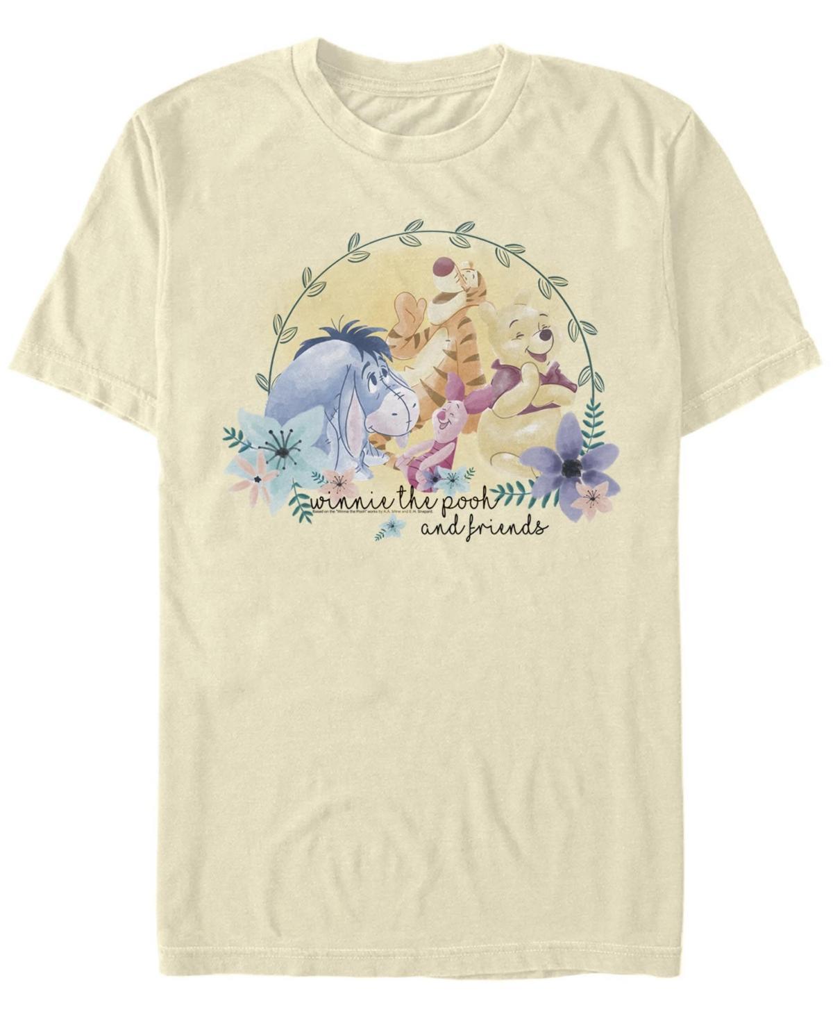 Disney's Winnie The Pooh & Friends Floral Portrait Men's Tee, Size: Medium, Natural Product Image