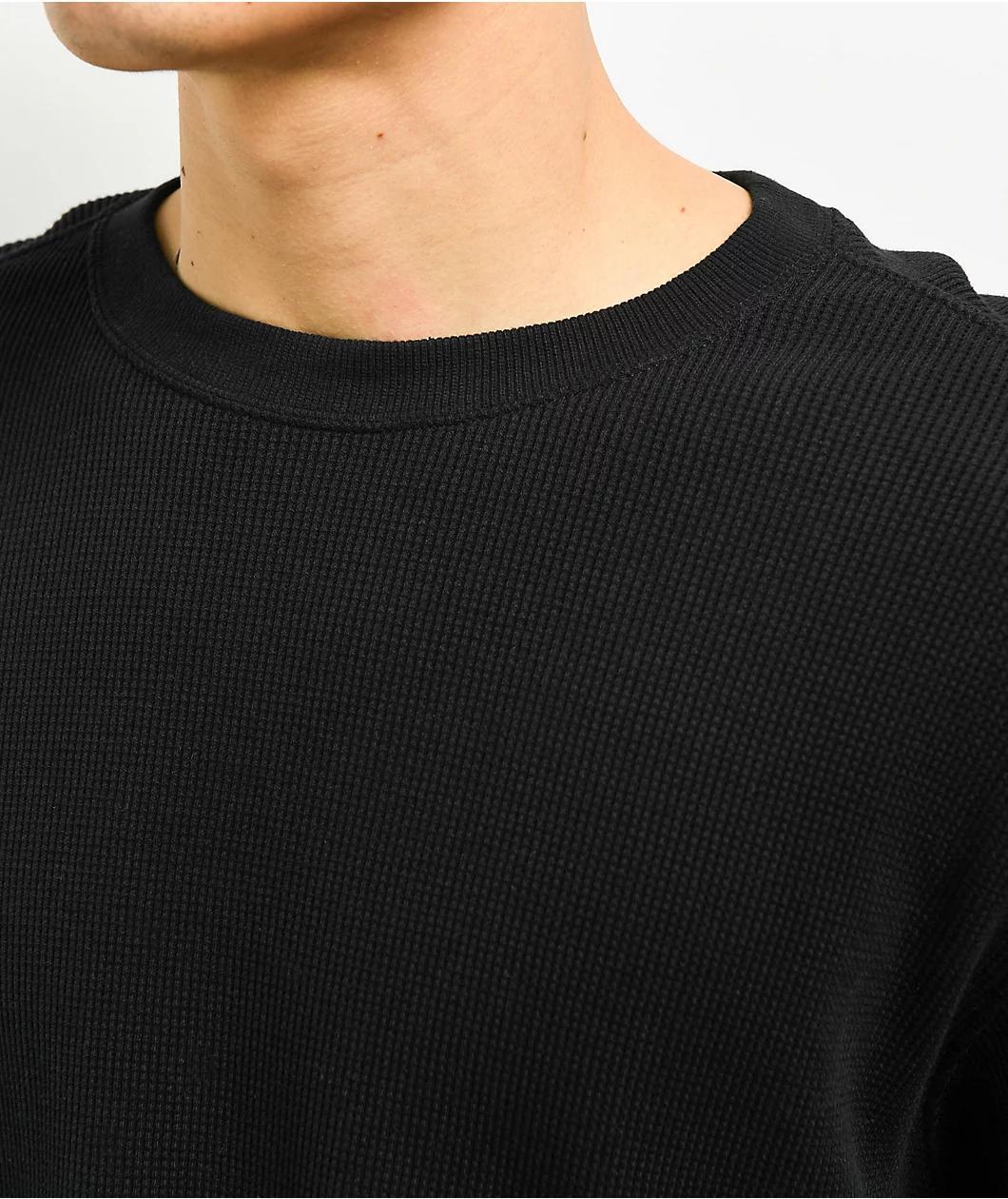 ITA Flux Black Thermal Long Sleeve Boxy T-Shirt Product Image