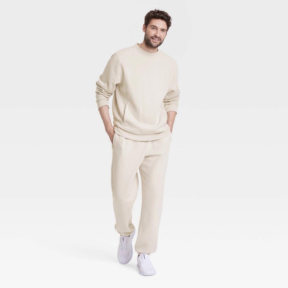 Mens Cotton Fleece Crewneck Sweatshirt - All In Motion Light Taupe XXL Product Image