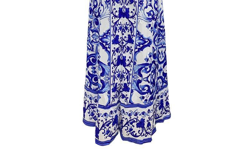 Off Shoulder Print Maxi A-Line Dress Product Image