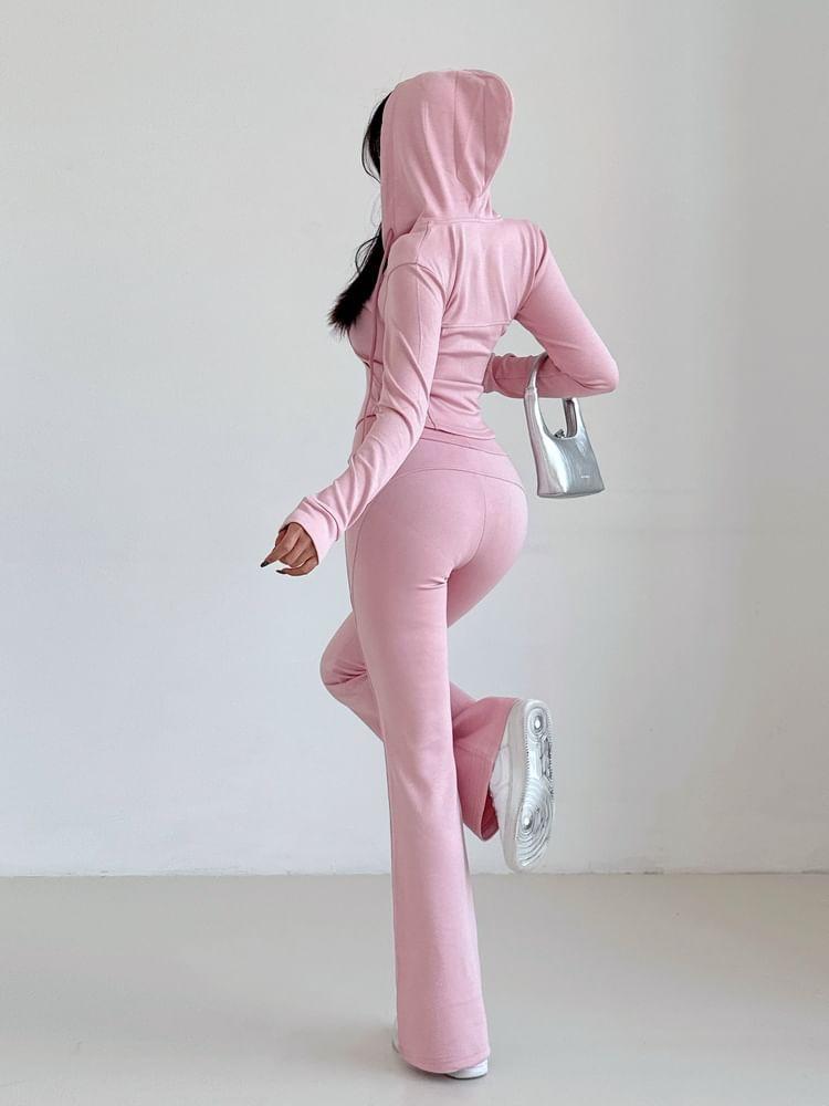 High Waist Plain Flared Sweatpants Product Image