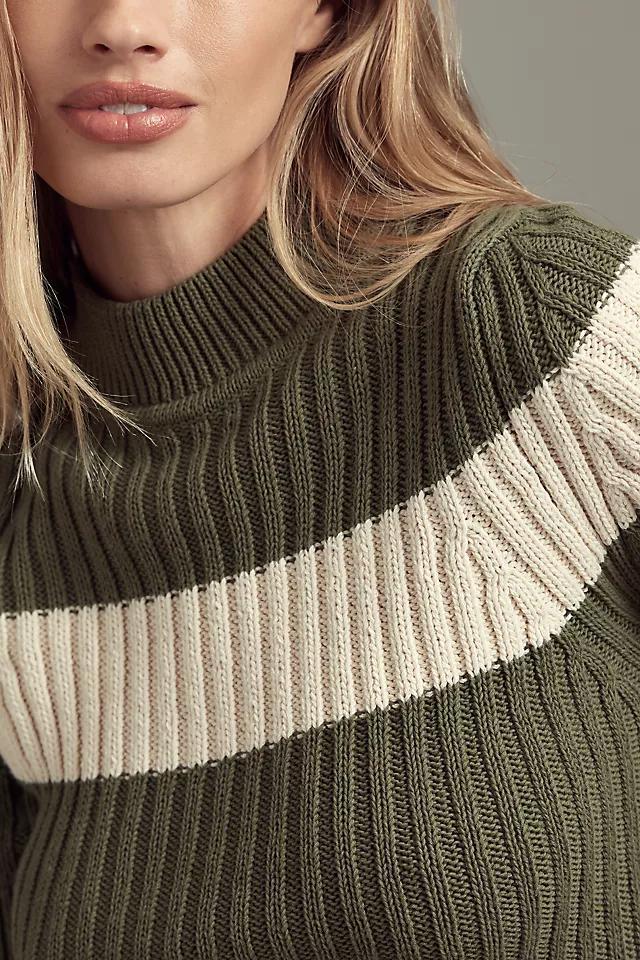 Pilcro Striped Short Sleeve Mock-Neck Sweater Product Image