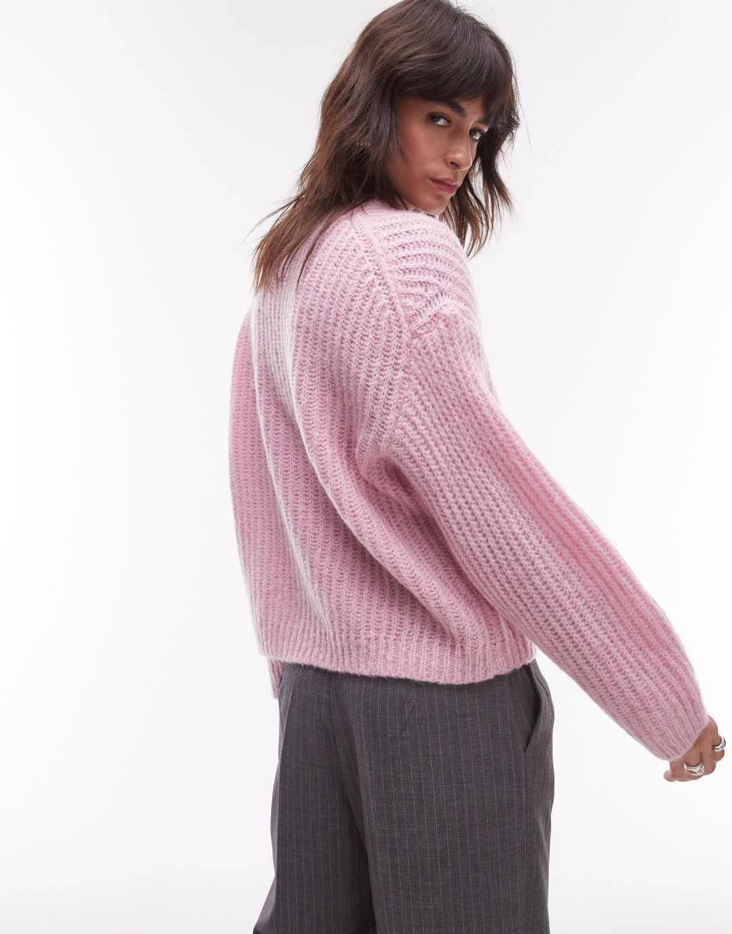 ARKET rich wool knit sweater with mohair in pink Product Image