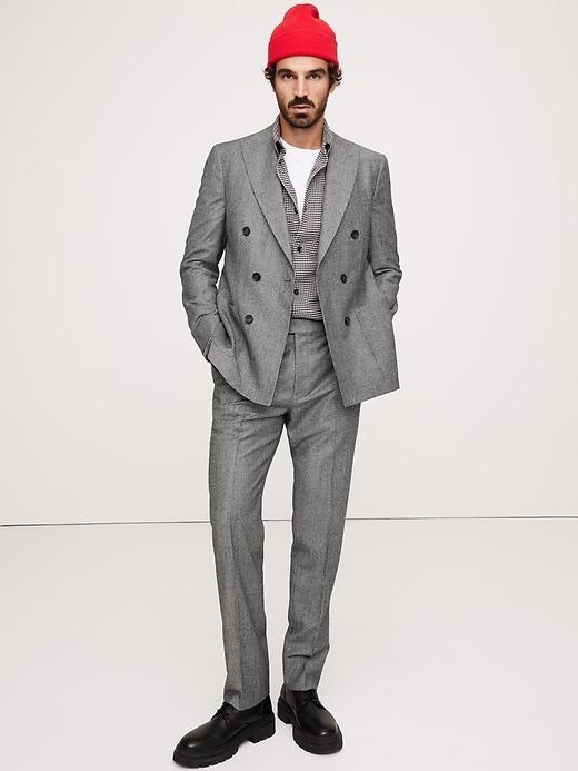 Italian Houndstooth Double-Breasted Suit Jacket Product Image