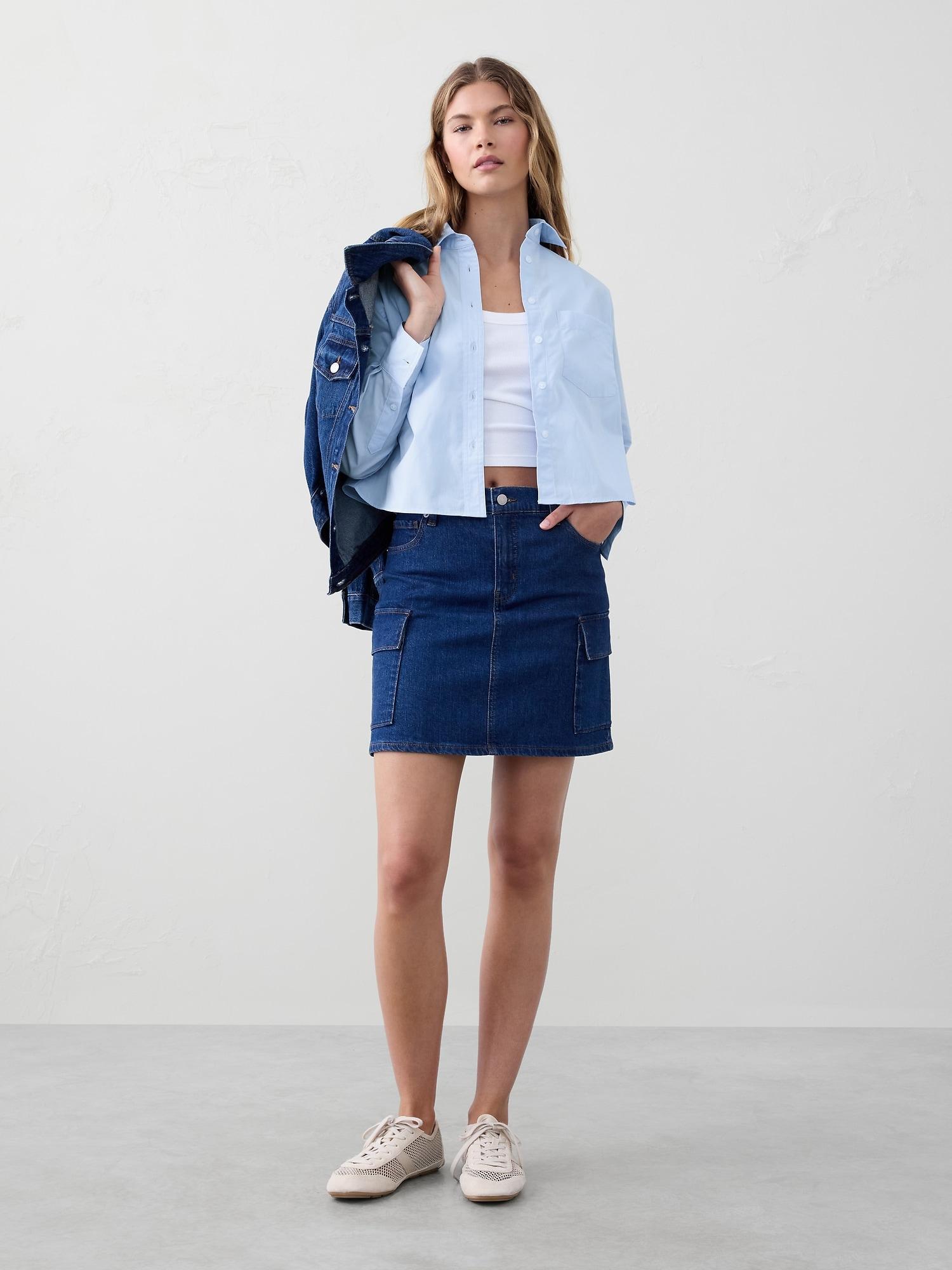 Linen-Blend Cropped Shirt Product Image