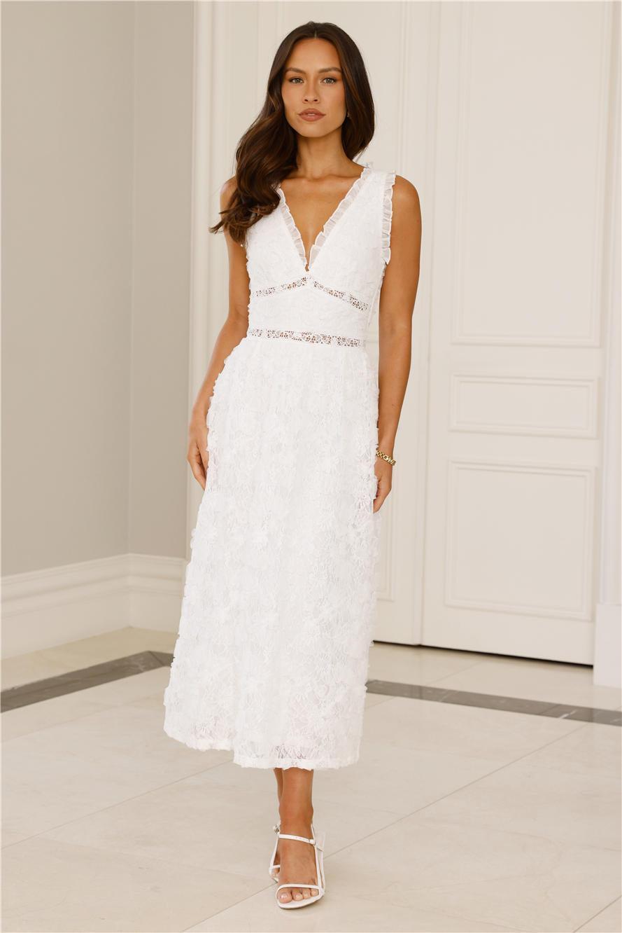 Ballet Era Lace Midi Dress White Product Image