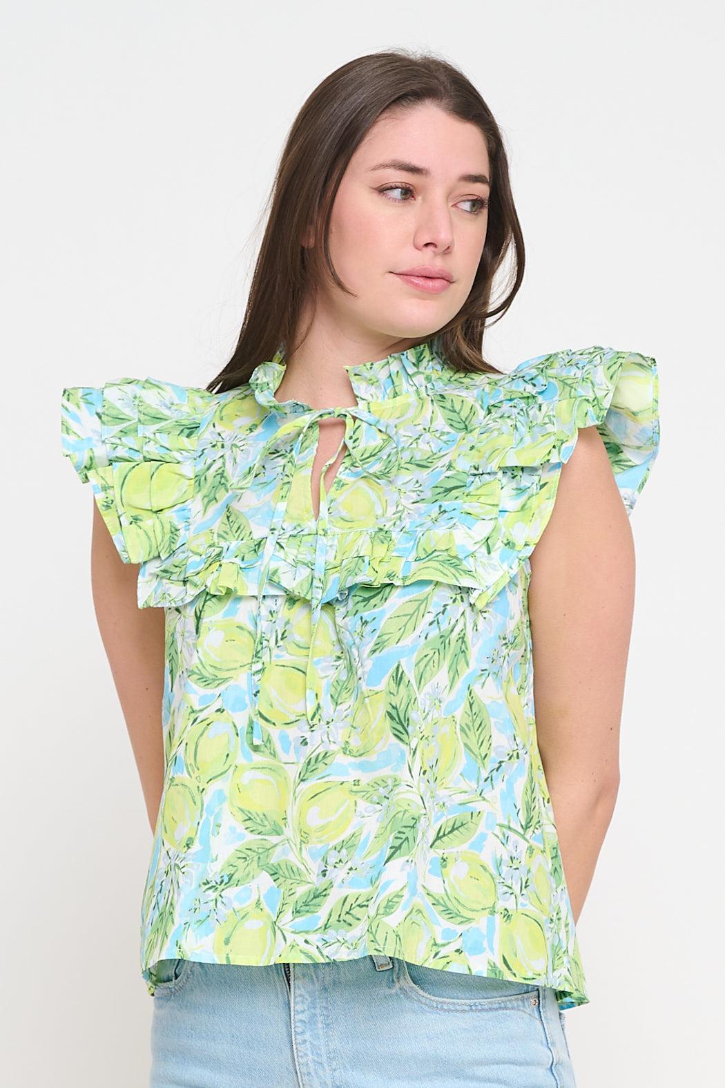 Ruffled Tie-Neck Blouse Product Image