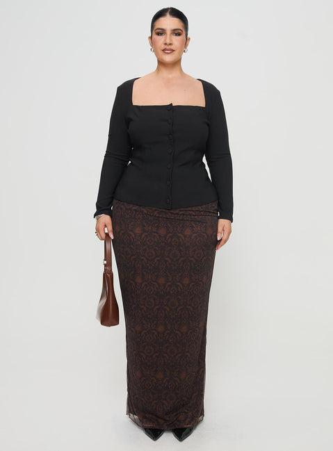 Gaskin Long Sleeve Top Black Curve Product Image