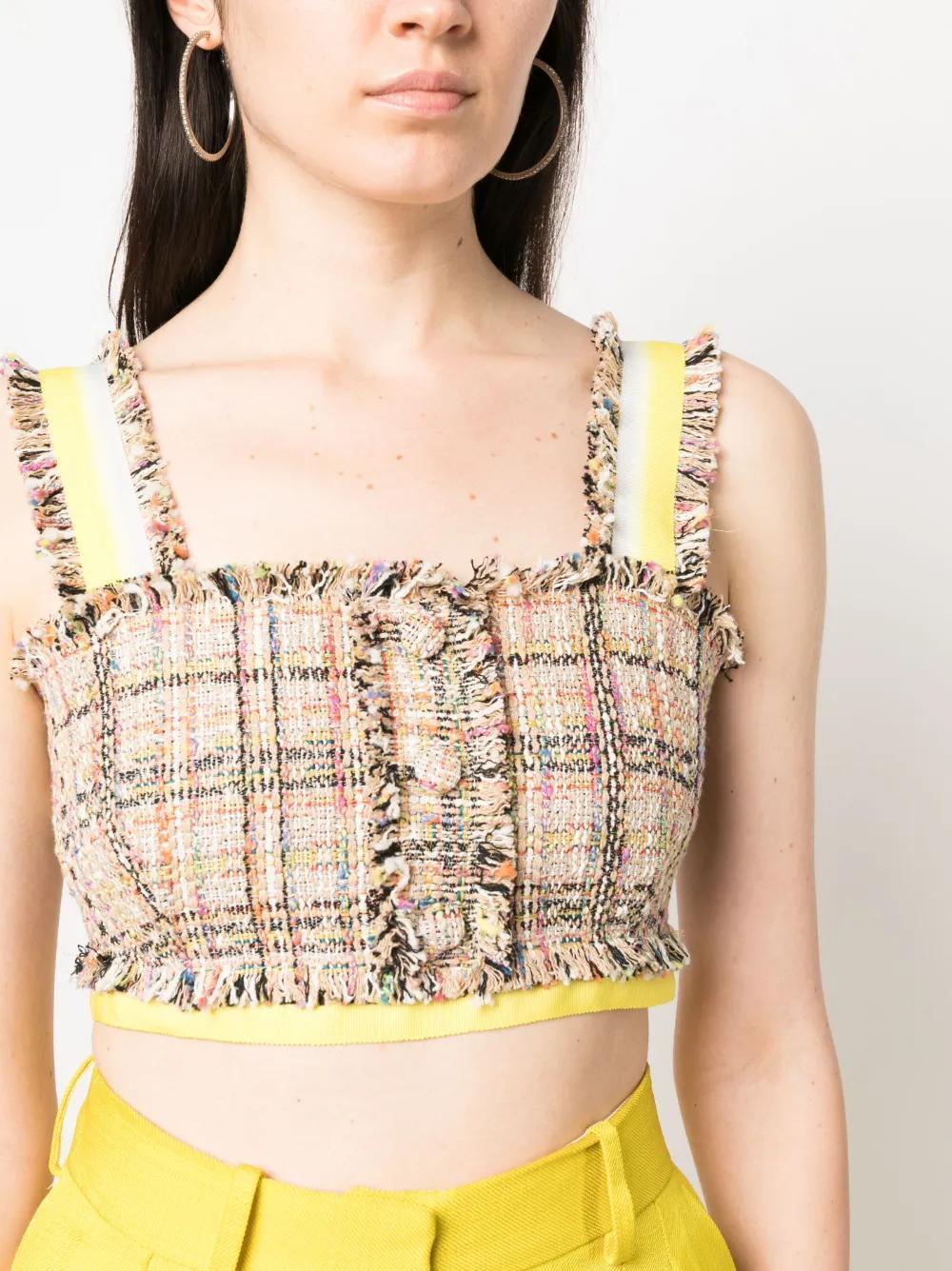 MSGM Tweed Crop Top In Multi Product Image