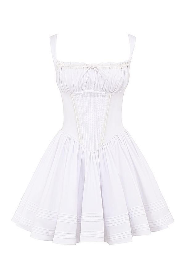 Natassia White Cotton Mini Dress Product Image