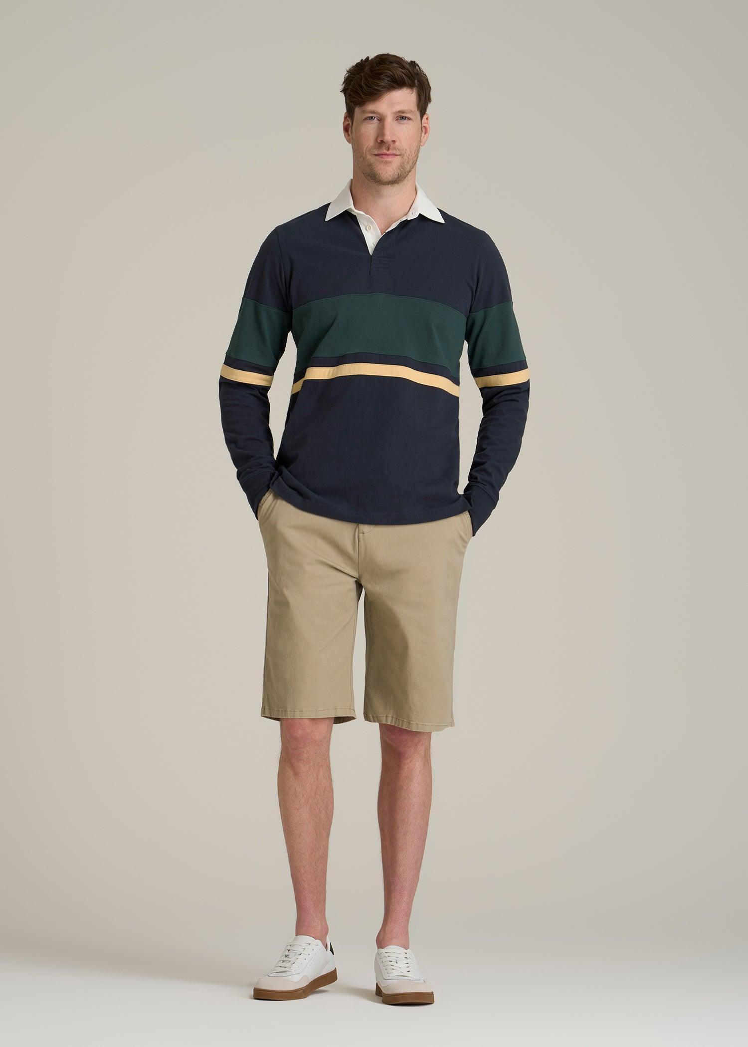 Rugby Long Sleeve Shirt for Tall Men in Navy Multi Product Image