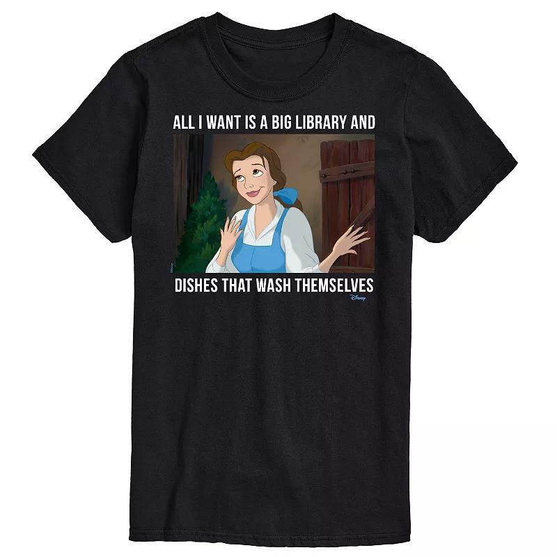 Disney Princess Big & Tall Belle Library Graphic Tee, Mens Blue Product Image