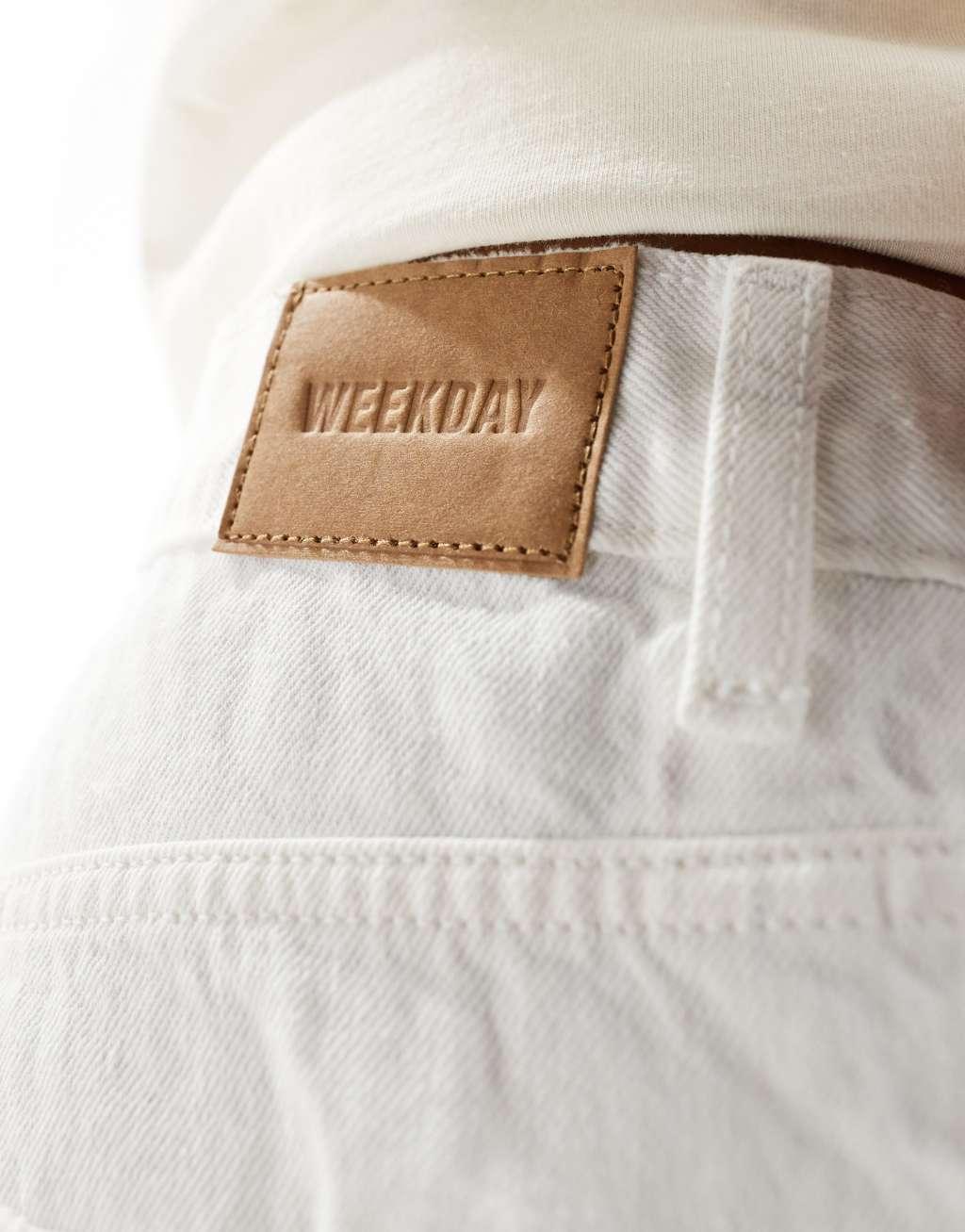 Weekday Galaxy loose fit denim shorts in white Product Image