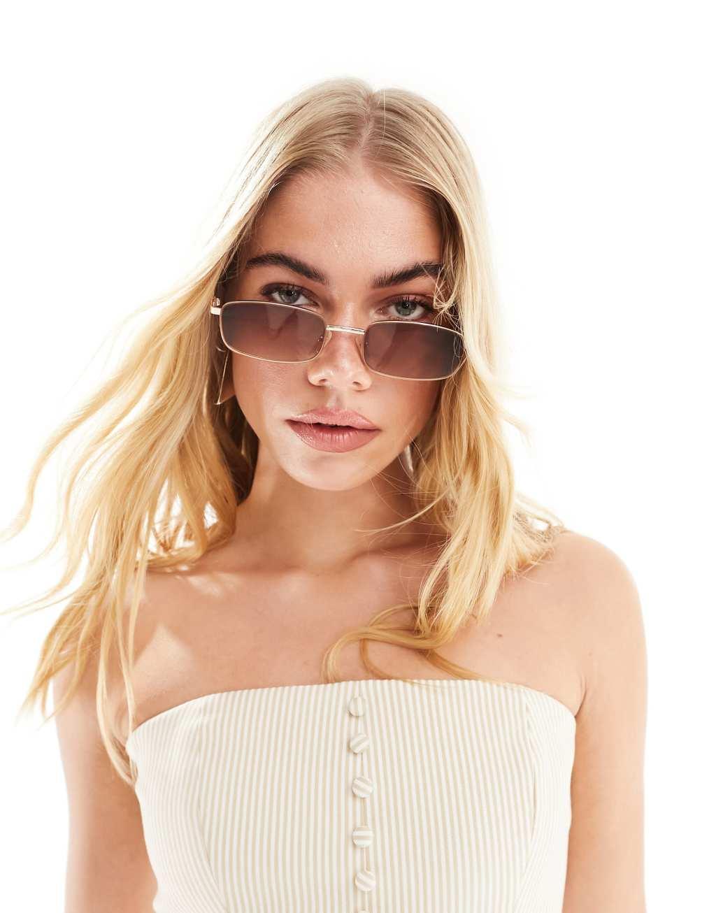 ASOS DESIGN 90s metal square sunglasses Product Image