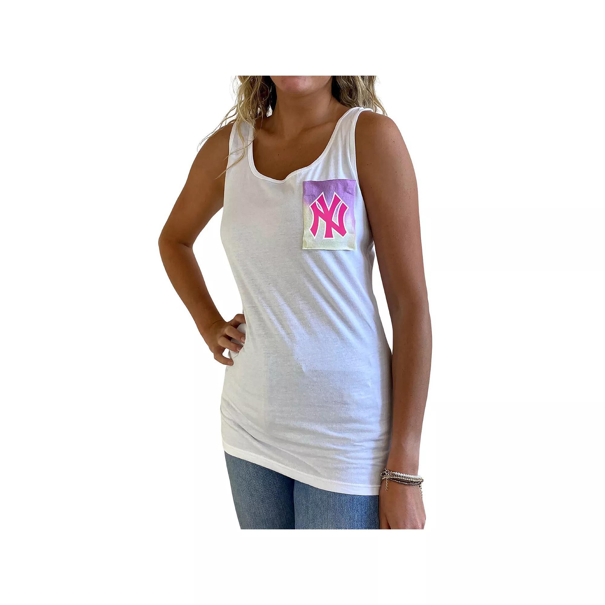 Women's Refried Apparel White New York Yankees Tie-Dye Tank Top, Size: XL Product Image