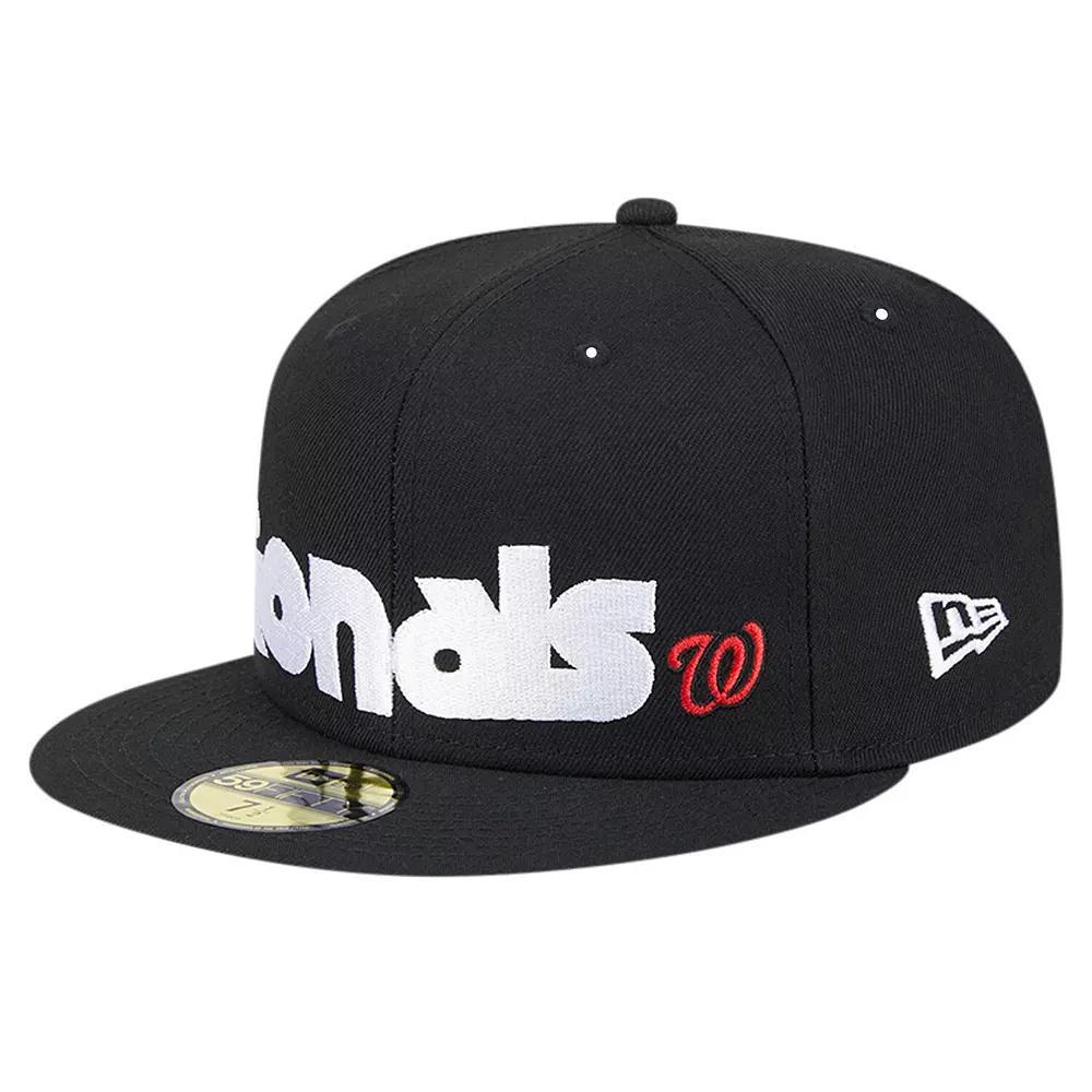 Men's New Era Black Washington Nationals Checkered Undervisor 59FIFTY Fitted Hat, Size: 7 Product Image
