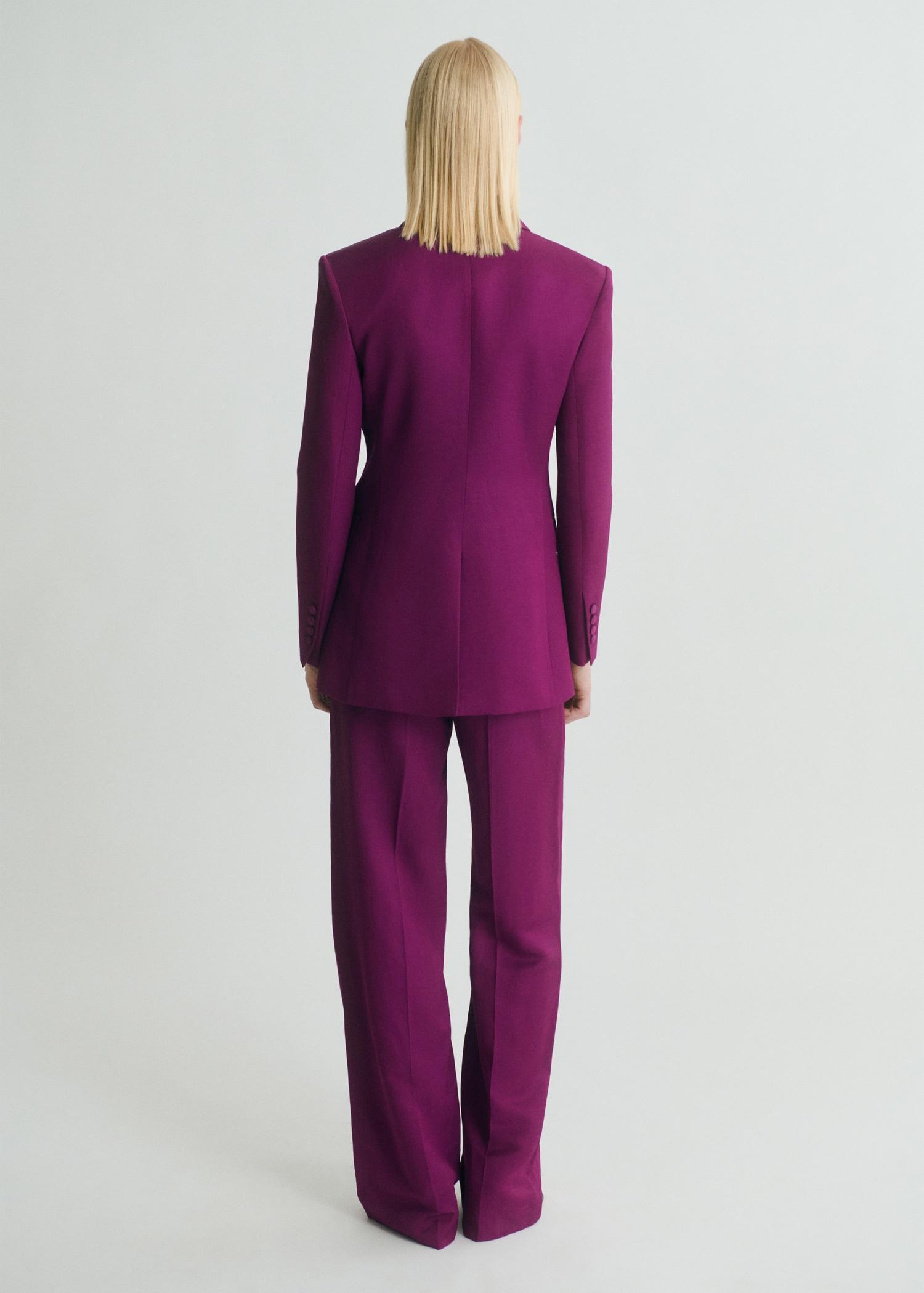 Linen-blend double-breasted suit blazer - Women | MANGO USA Product Image