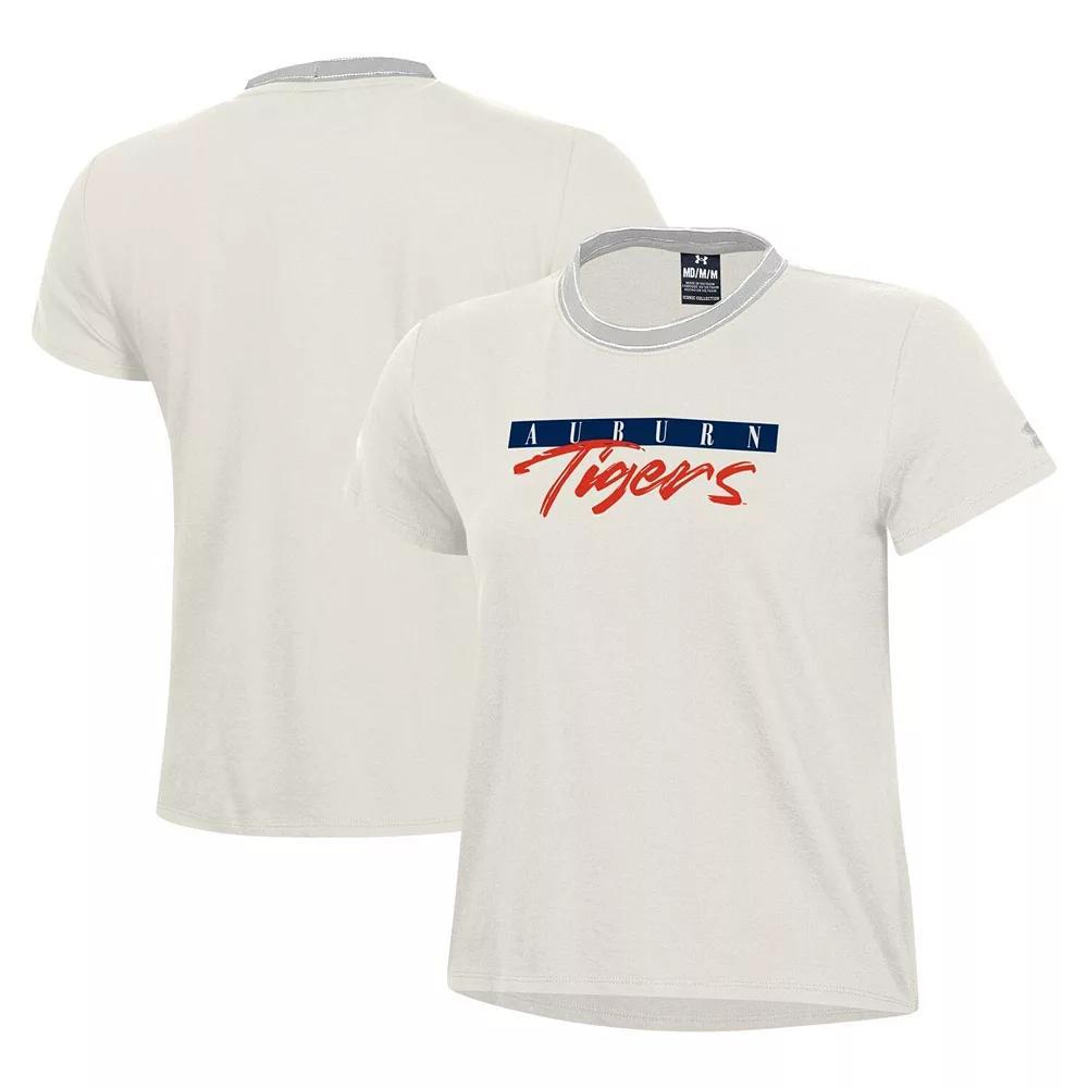 Women's Under Armour White Auburn Tigers Iconic T-Shirt, Size: 2XL, Beige Product Image