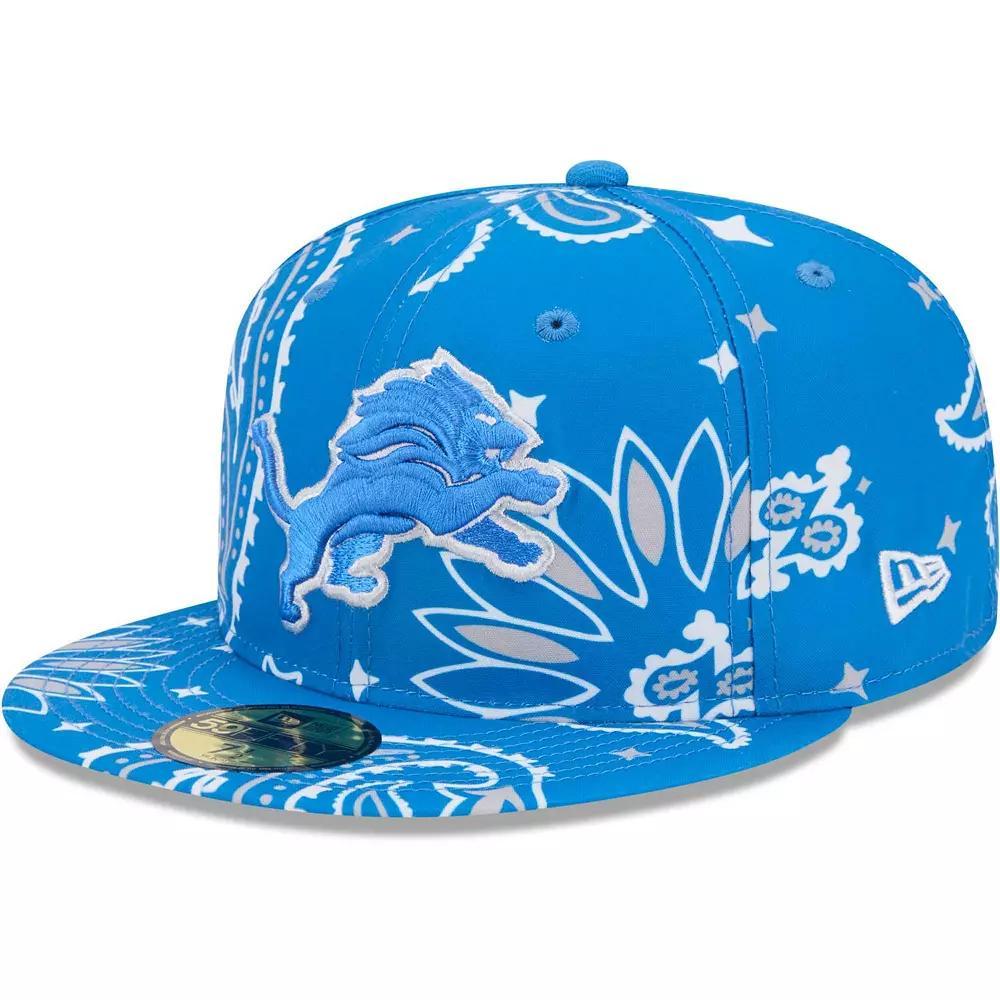 Men's New Era Blue Detroit Lions Paisley 59FIFTY Fitted Hat, Size: 7 7/8 Product Image