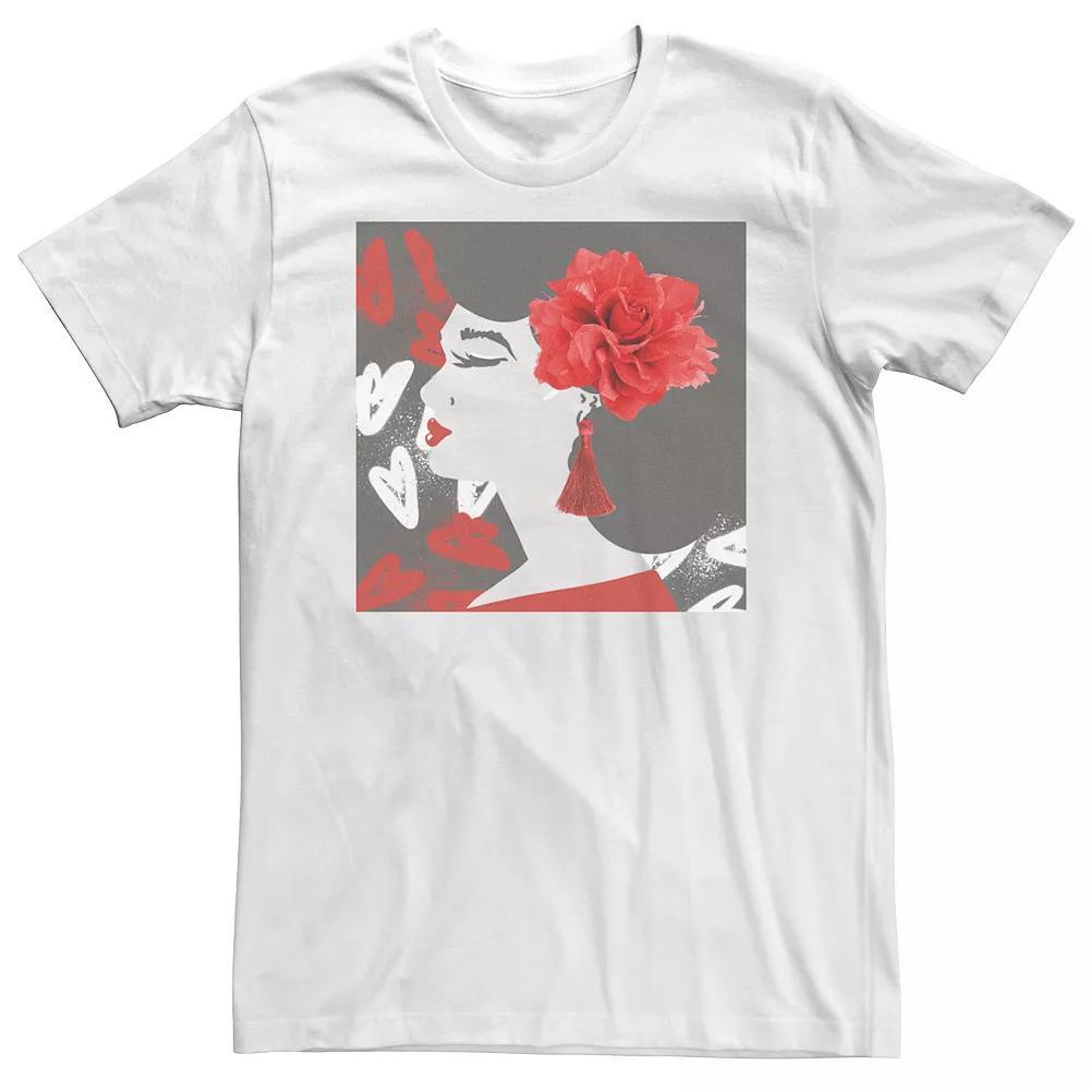 Big & Tall Graffiti Floral Girl Tee, Men's, Size: 3XL, White Product Image