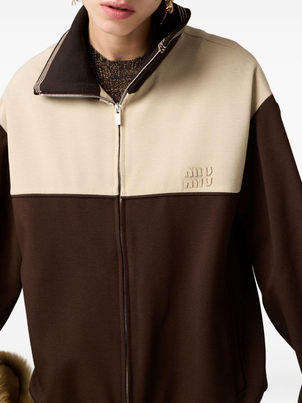 knitted-cuffs zip-front sweatshirt Product Image