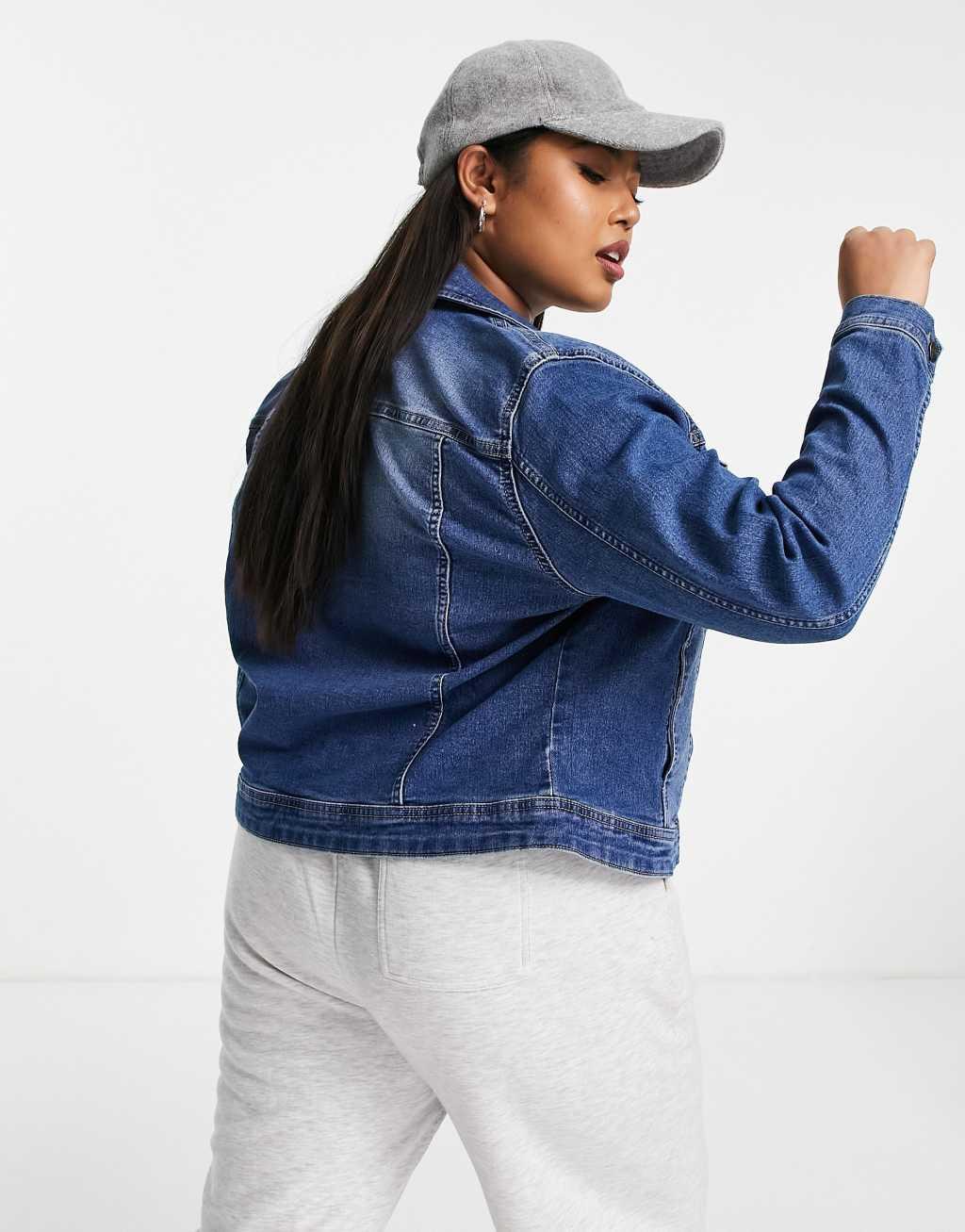 Only Curve denim jacket in mid blue wash   Product Image