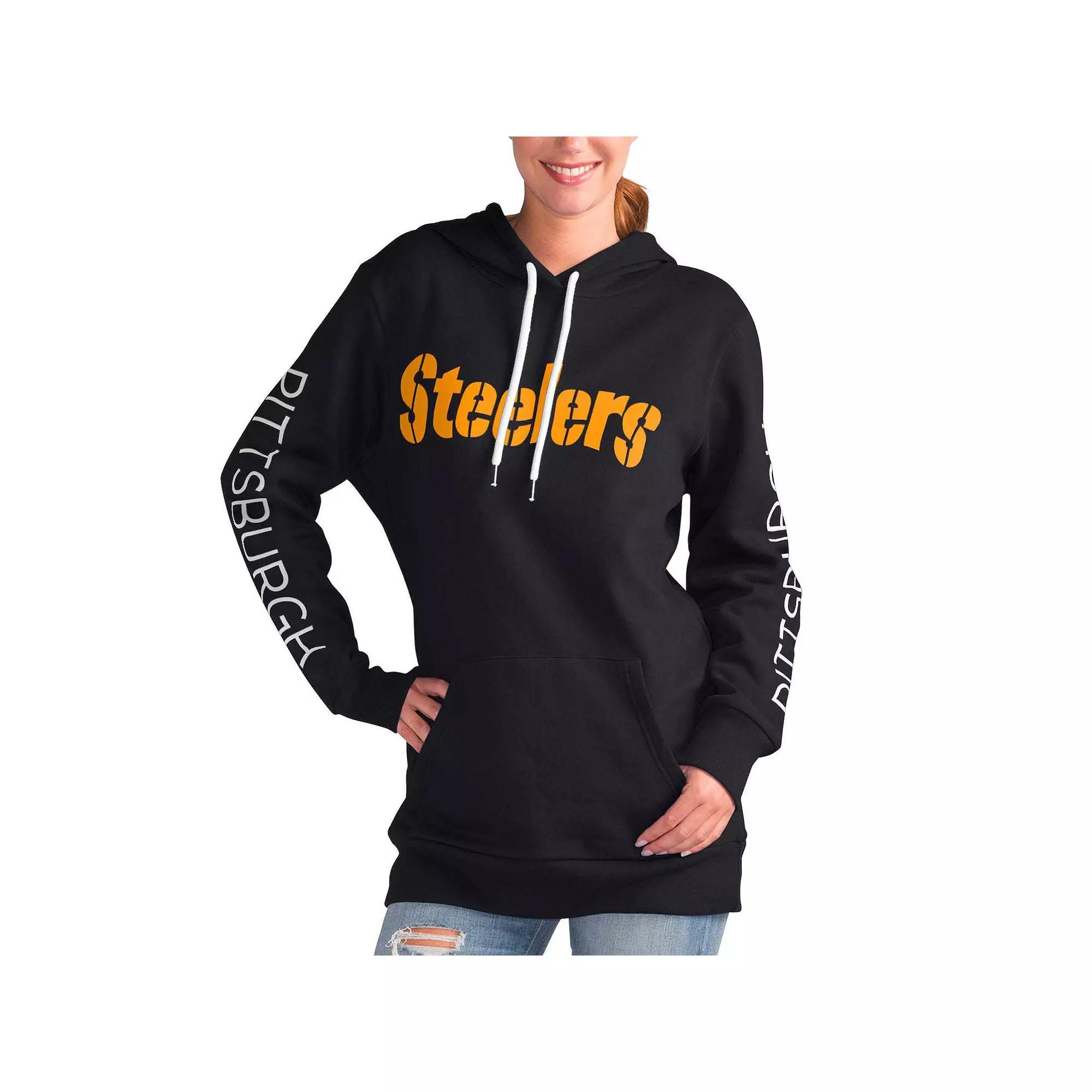 Women's G-III 4Her by Carl Banks Black Pittsburgh Steelers Extra Inning Pullover Hoodie, Size: Small Product Image