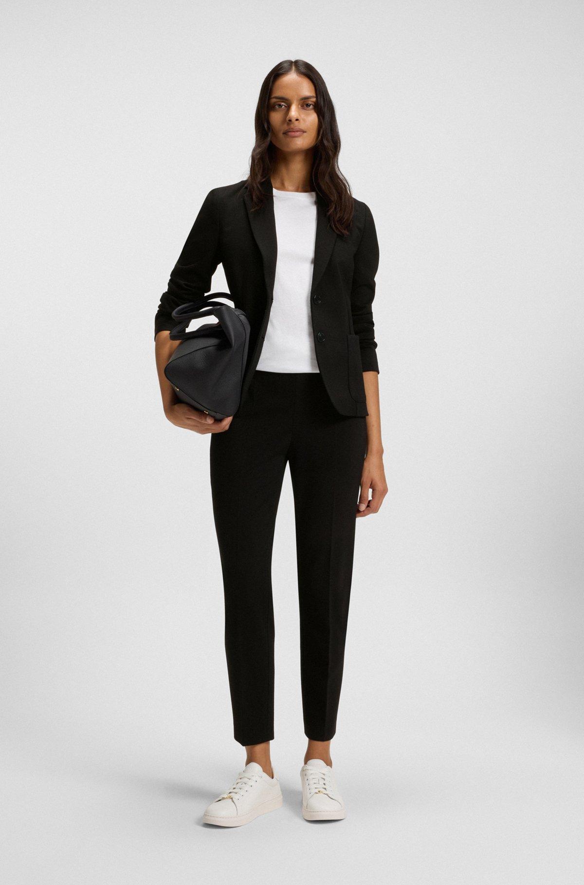 BOSS - Regular-fit trousers in stretch fabric with tapered leg - Black Product Image