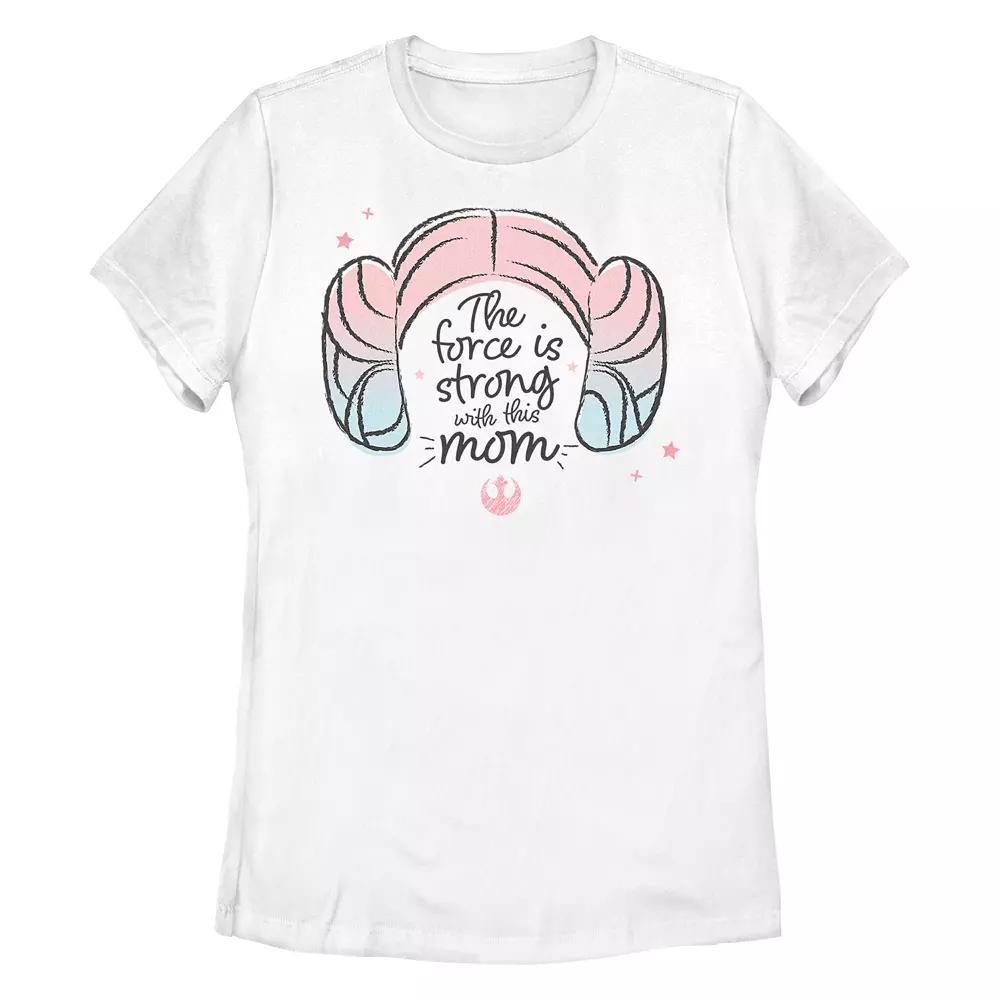 Women's Star Wars Princess Leia The Force Is Strong With This Mom Graphic Tee, Size: XXL, White Product Image