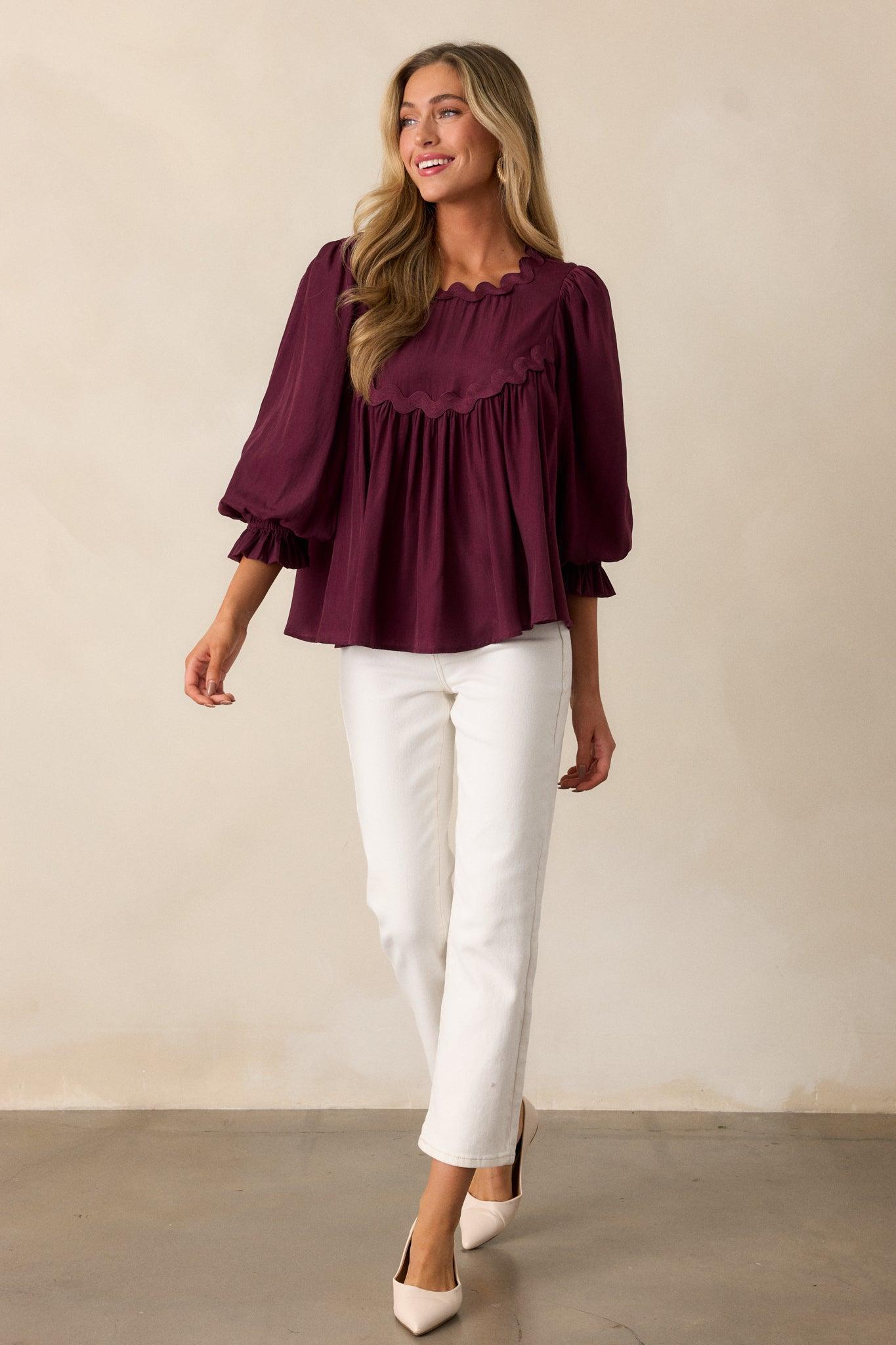Windswept Wishes Dark Sangria Blouse Product Image