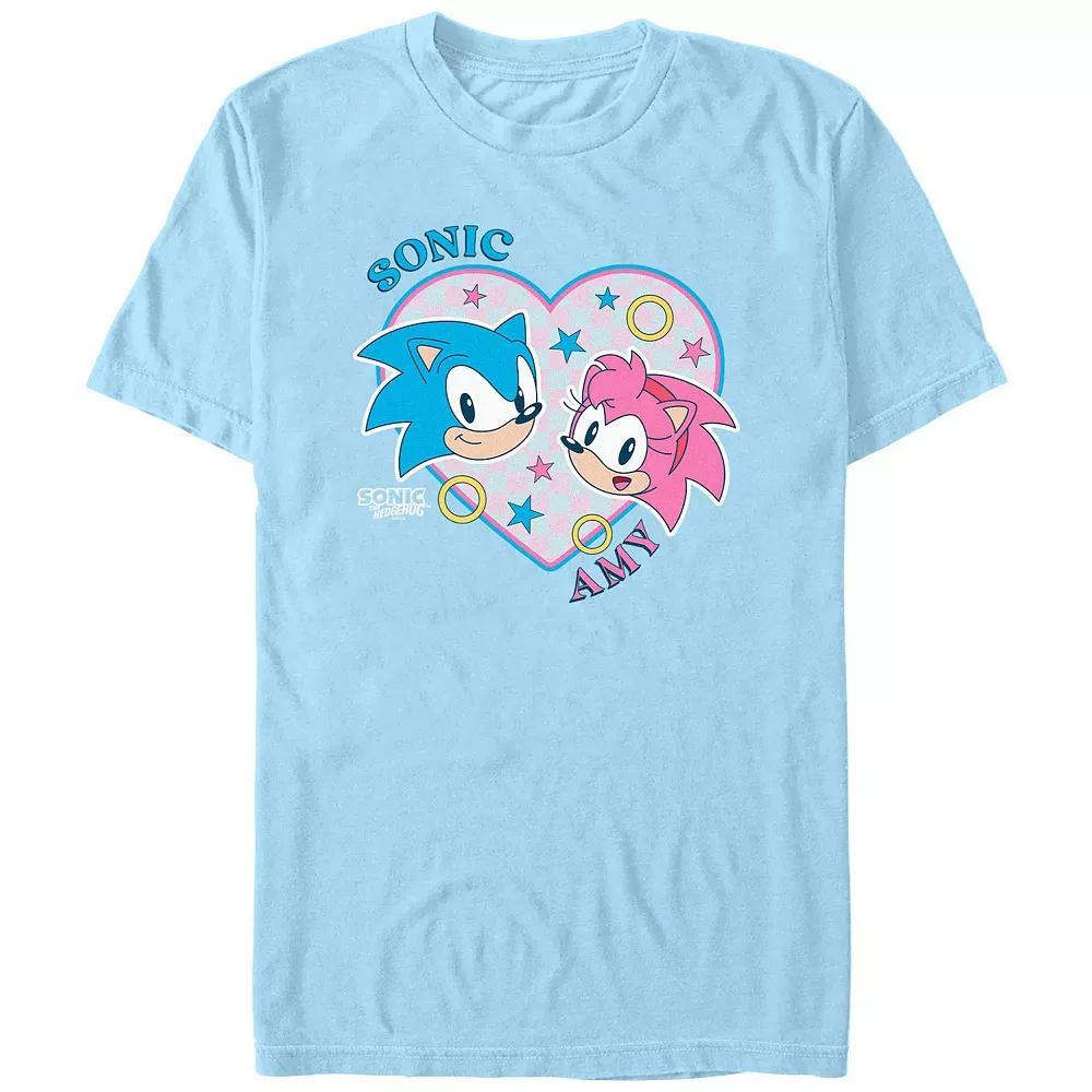 Men's Sonic The Hedgehog Sonic And Amy Love Graphic Tee, Size: XXL, Light Blue Product Image