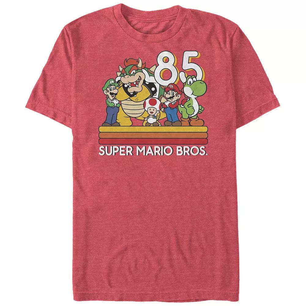 Big & Tall Super Mario Bros Retro Group Graphic Tee, Men's, Size: 3XL, Red Grey Product Image