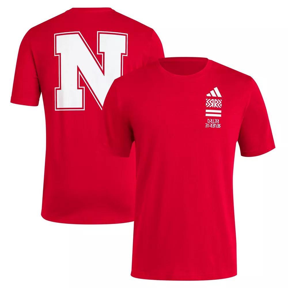 Men's adidas Scarlet Nebraska Huskers Reverse Retro Baseball 2 Hit T-Shirt, Size: XL, Red Product Image