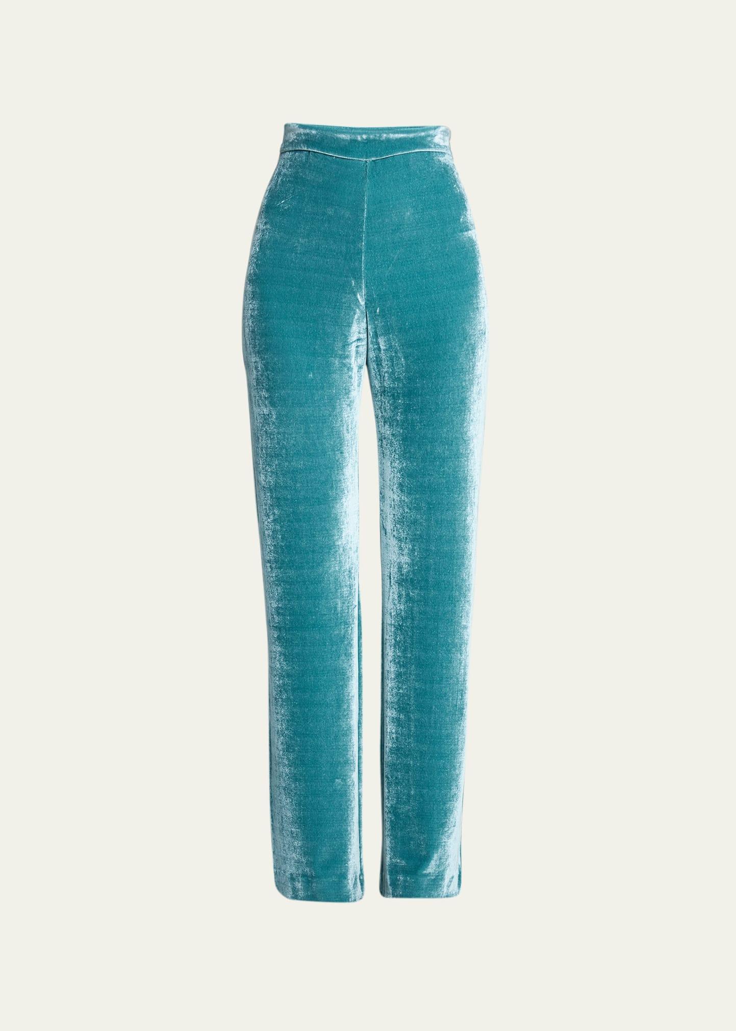 Womens Washed Velvet Straight-Leg Pants Product Image