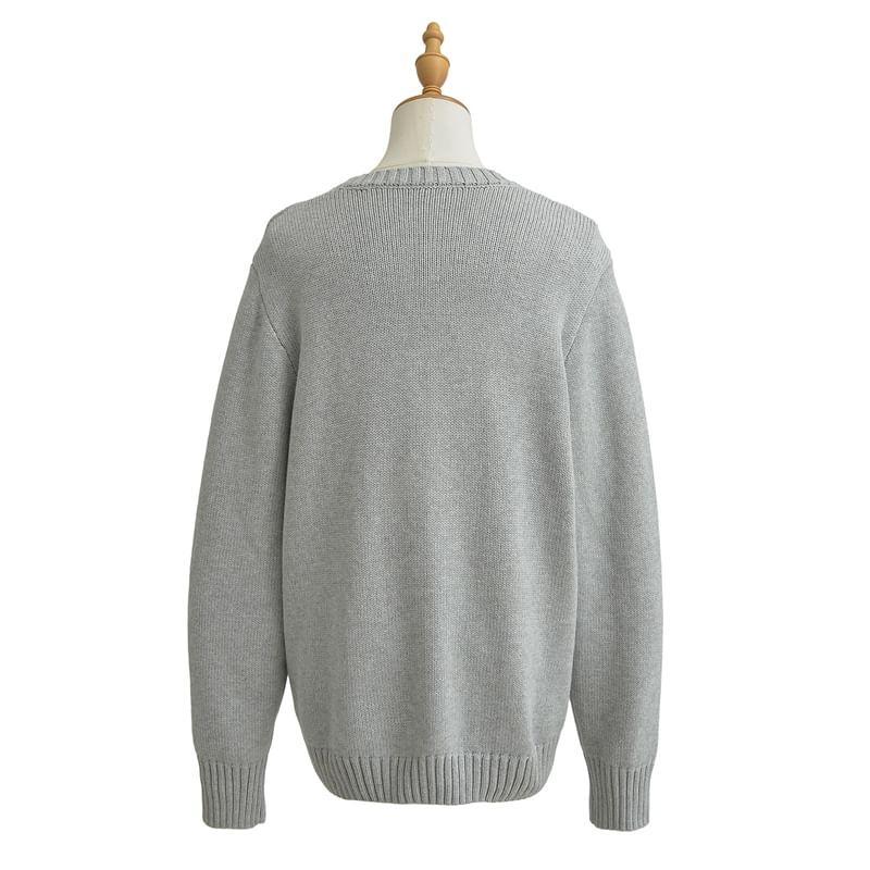Crew Neck Plain Oversized Sweater Product Image